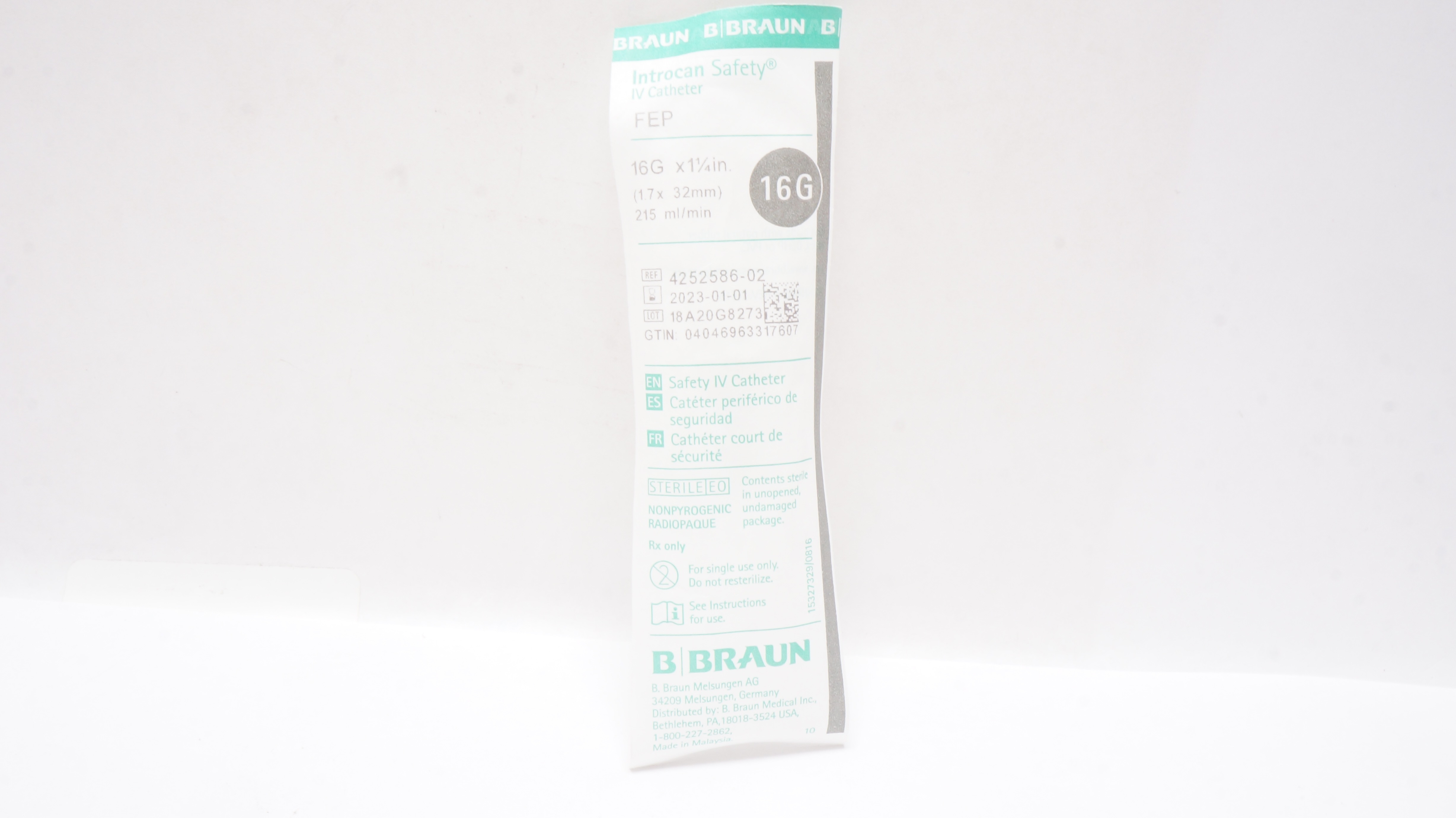 Braun 4252586-02 Introcan Safety IV Cath.16G x 1-1/4inch (x)