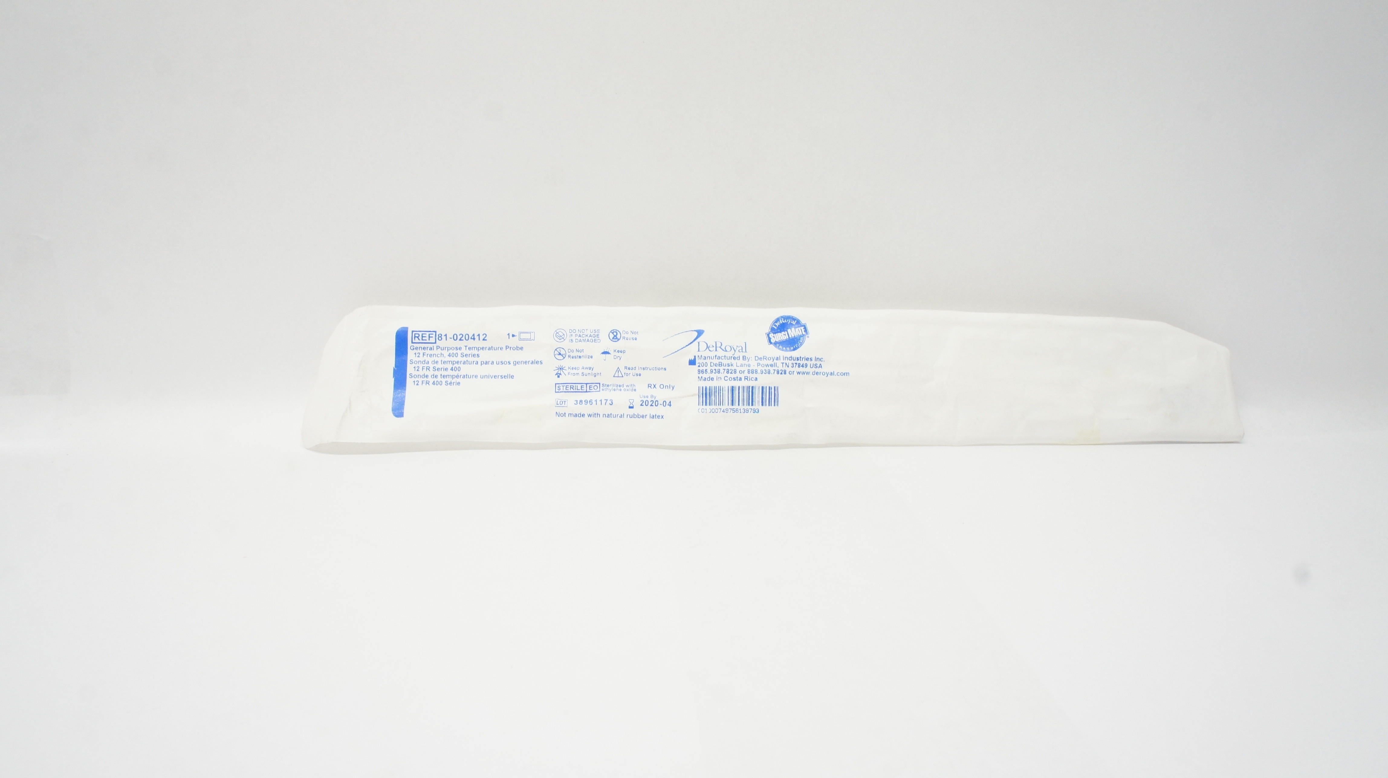 DeRoyal 81-020412 General Purpose Temperature Probe 12Fr. 400 Series (x)