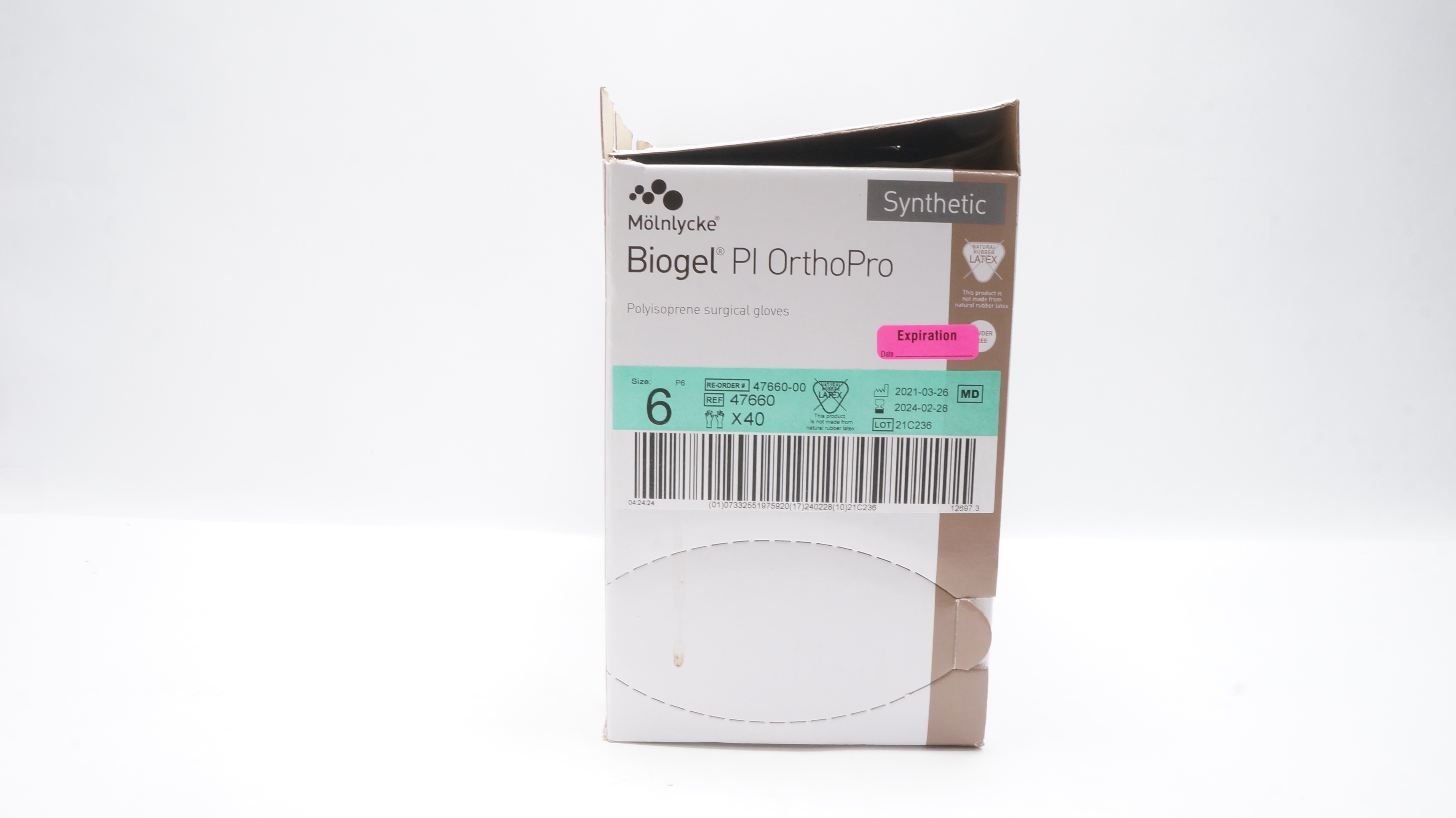 Molnlycke 47660 Biogel Powder Free Surgical Gloves Size 6 (x) - Box of 40
