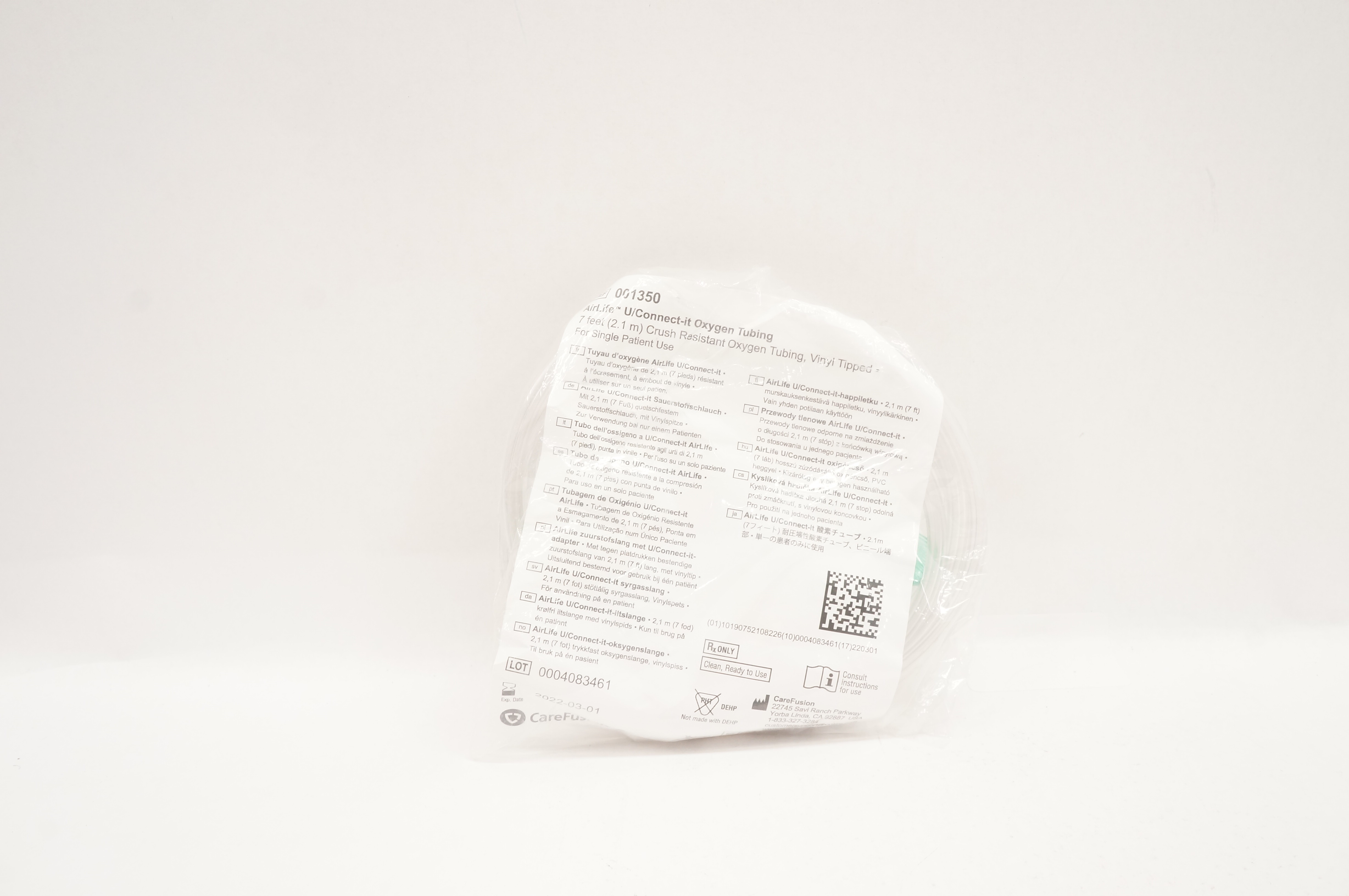 CareFusion 001350 AirLife U/Connect-it Crush Resistant Oxygen Tubing 7feet (x)