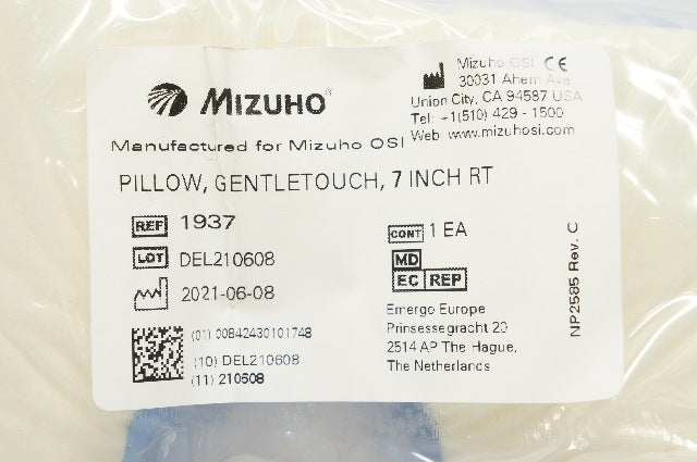 Mizuho OSI 1937 7inch Gentle Touch Headrest Pillow w/ Right Intubation Slot