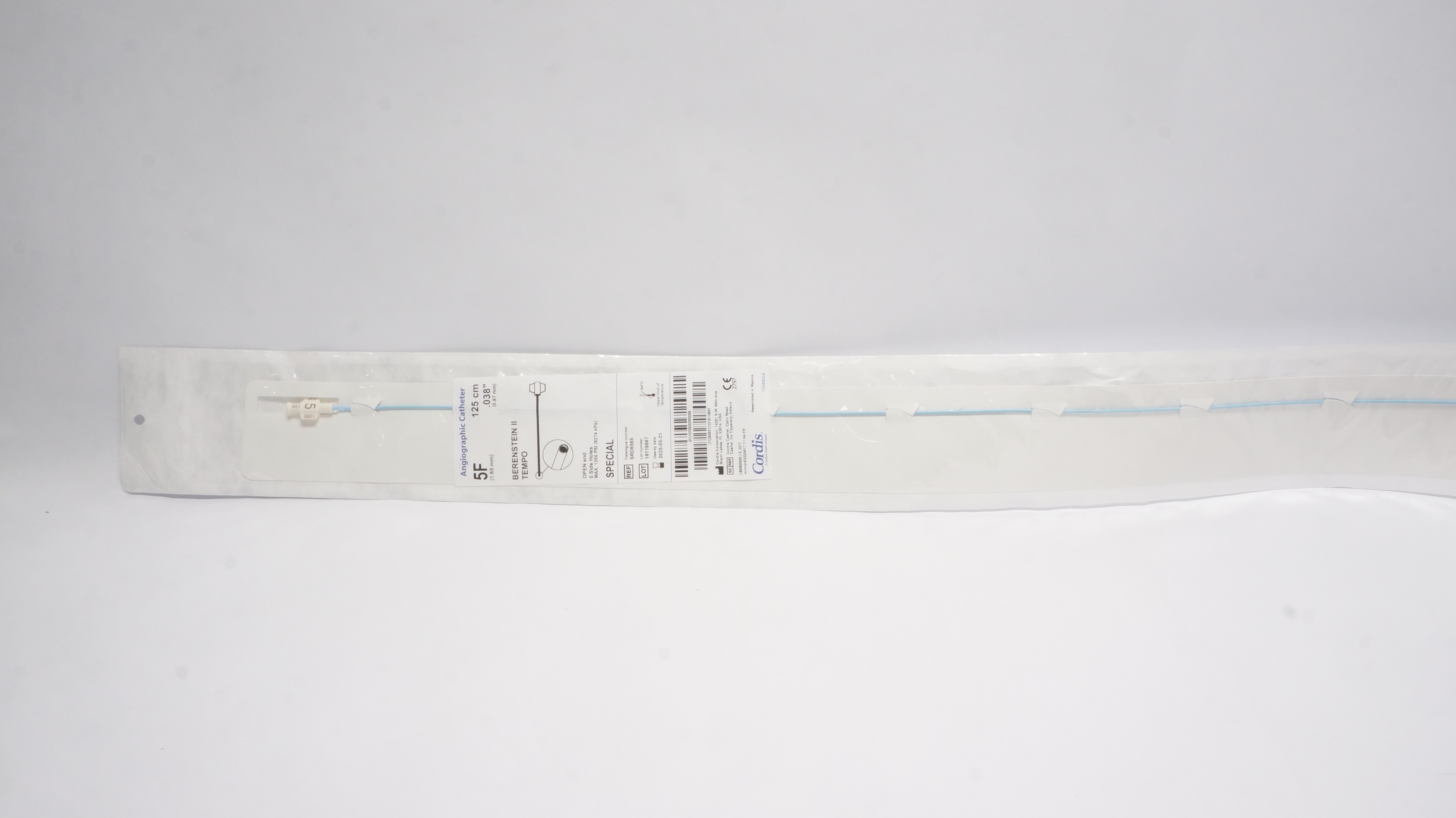 Cordis SRD6565 Angiographic Cath. 5F x 125cm x .038In Berenstein II Tempo (x)
