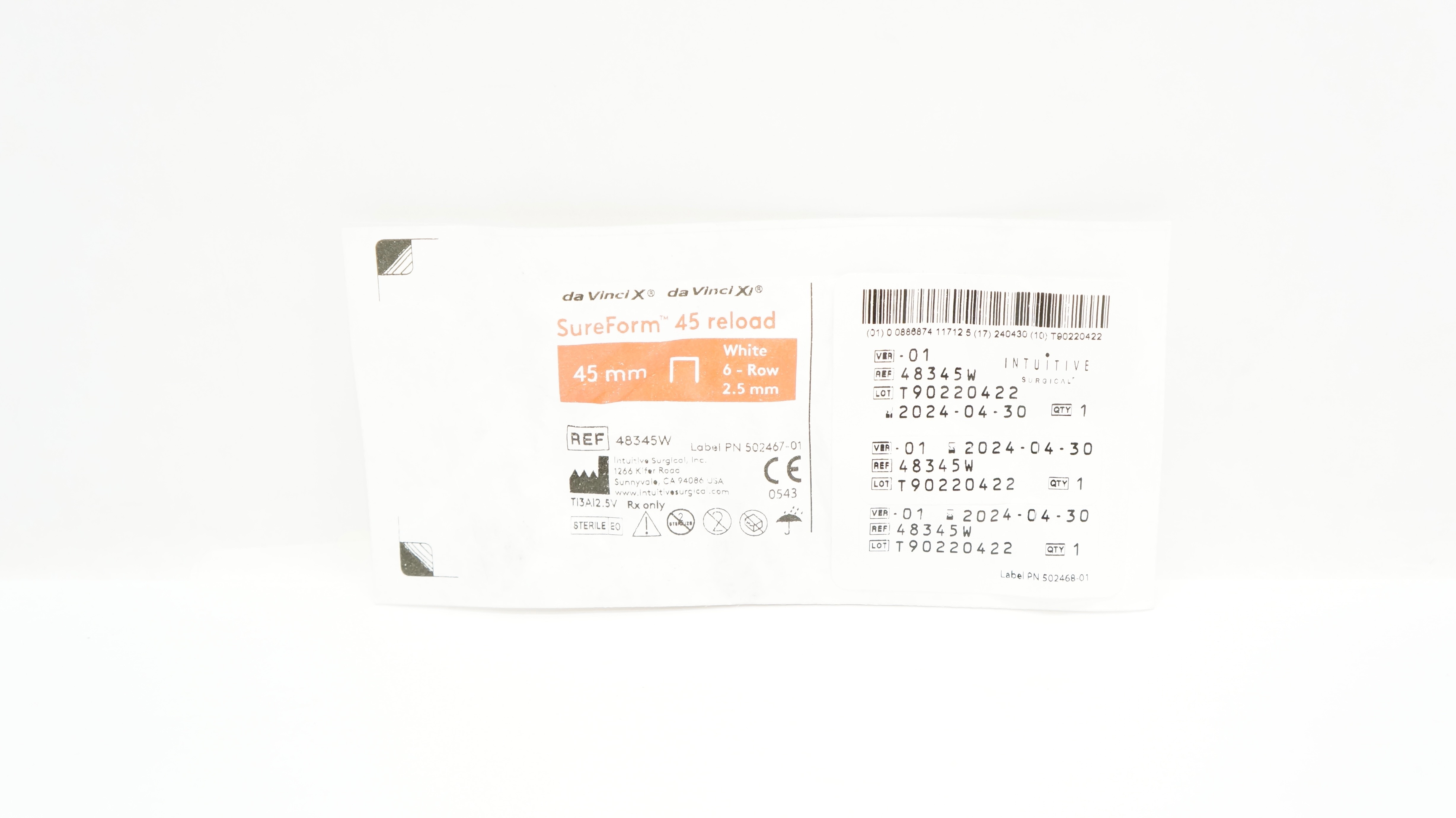 Intuitive Surgical 48345W Da Vinci Xi SureForm 45mm Reload 6 Row 2.5mm