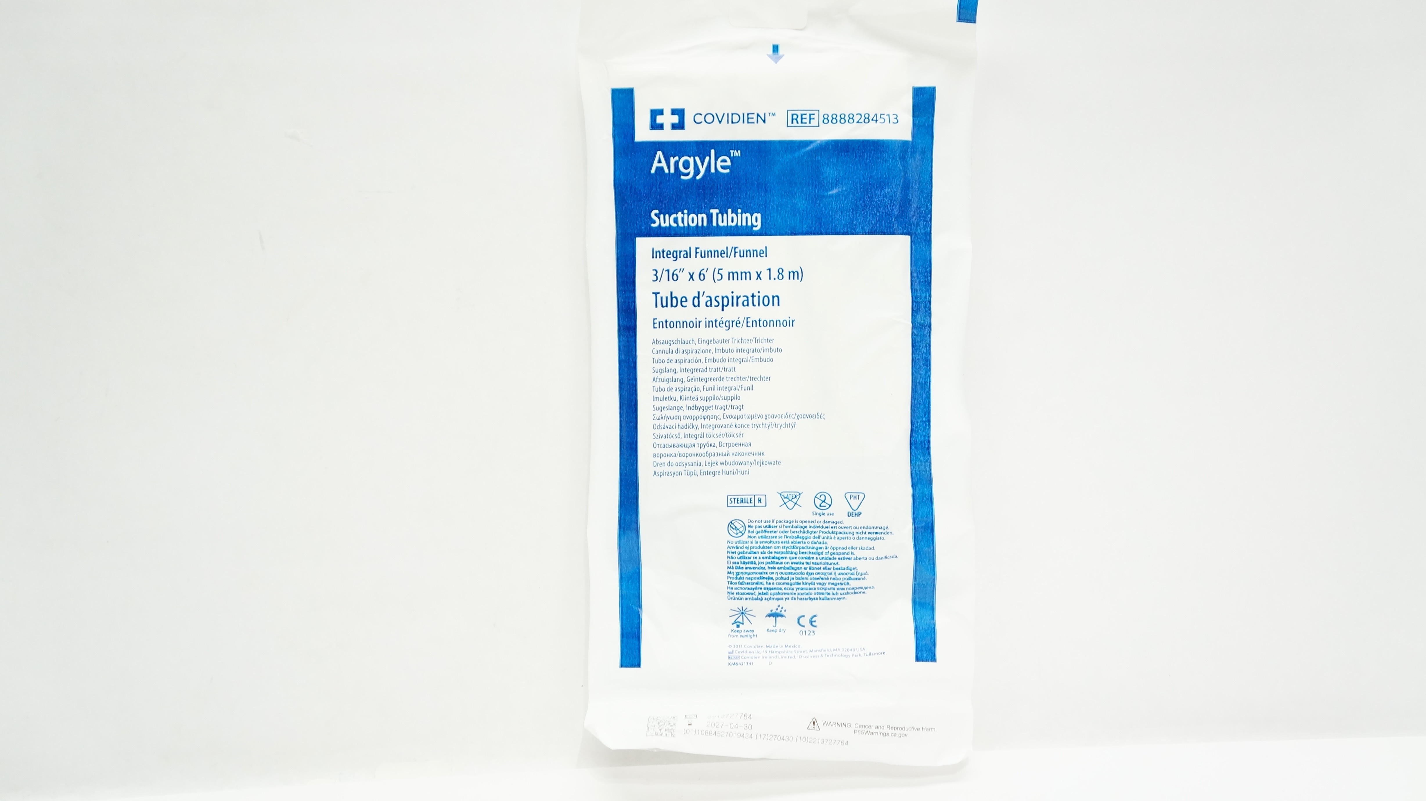 Covidien 8888284513 Argyle Suction Tubing Integral Funnel/Funnel 3/16inch x 6ft.