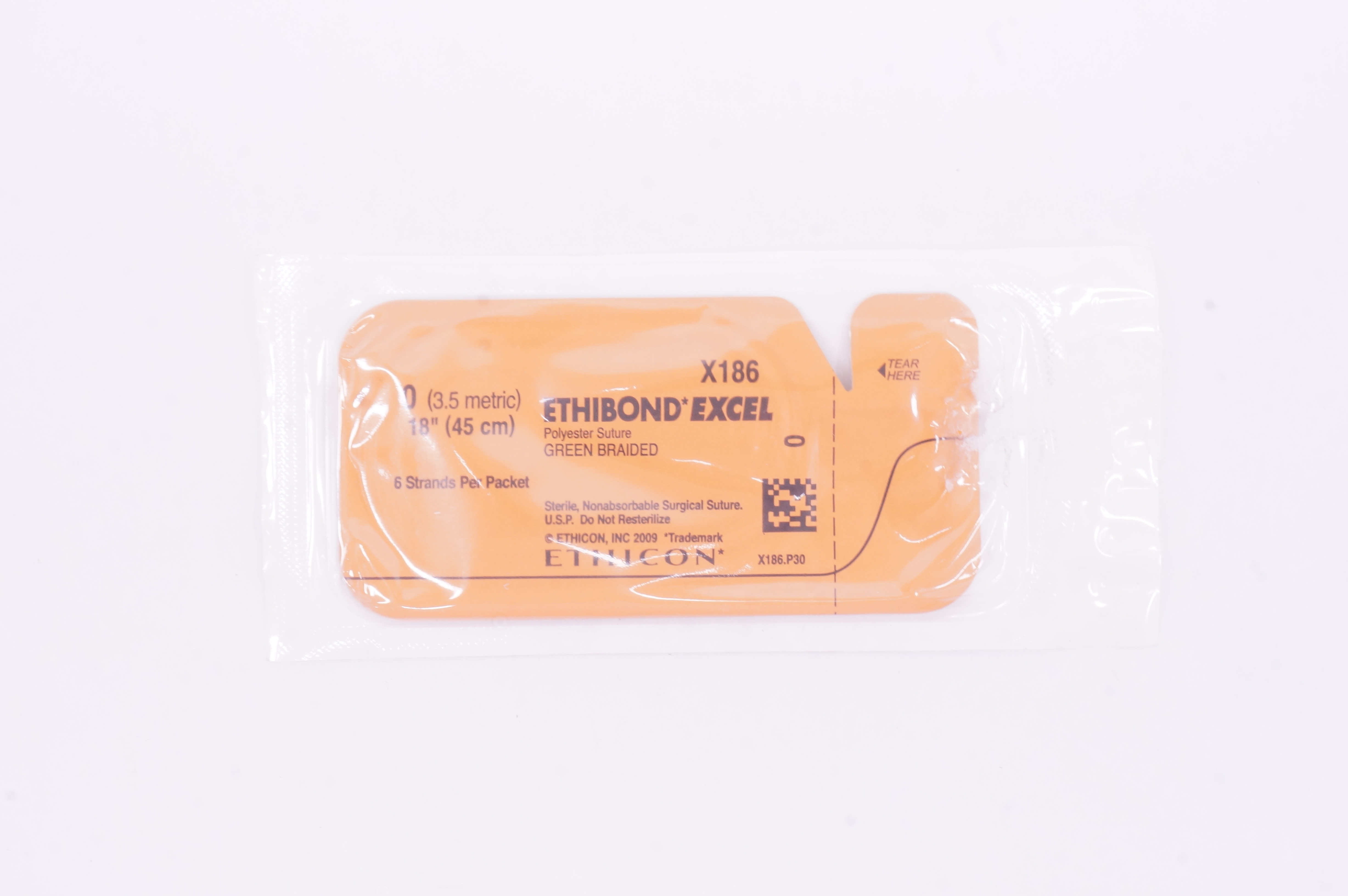 Ethicon X186 0 ETHIBOND EXCEL Polyester Stre. Green Braided 18 inch (x)