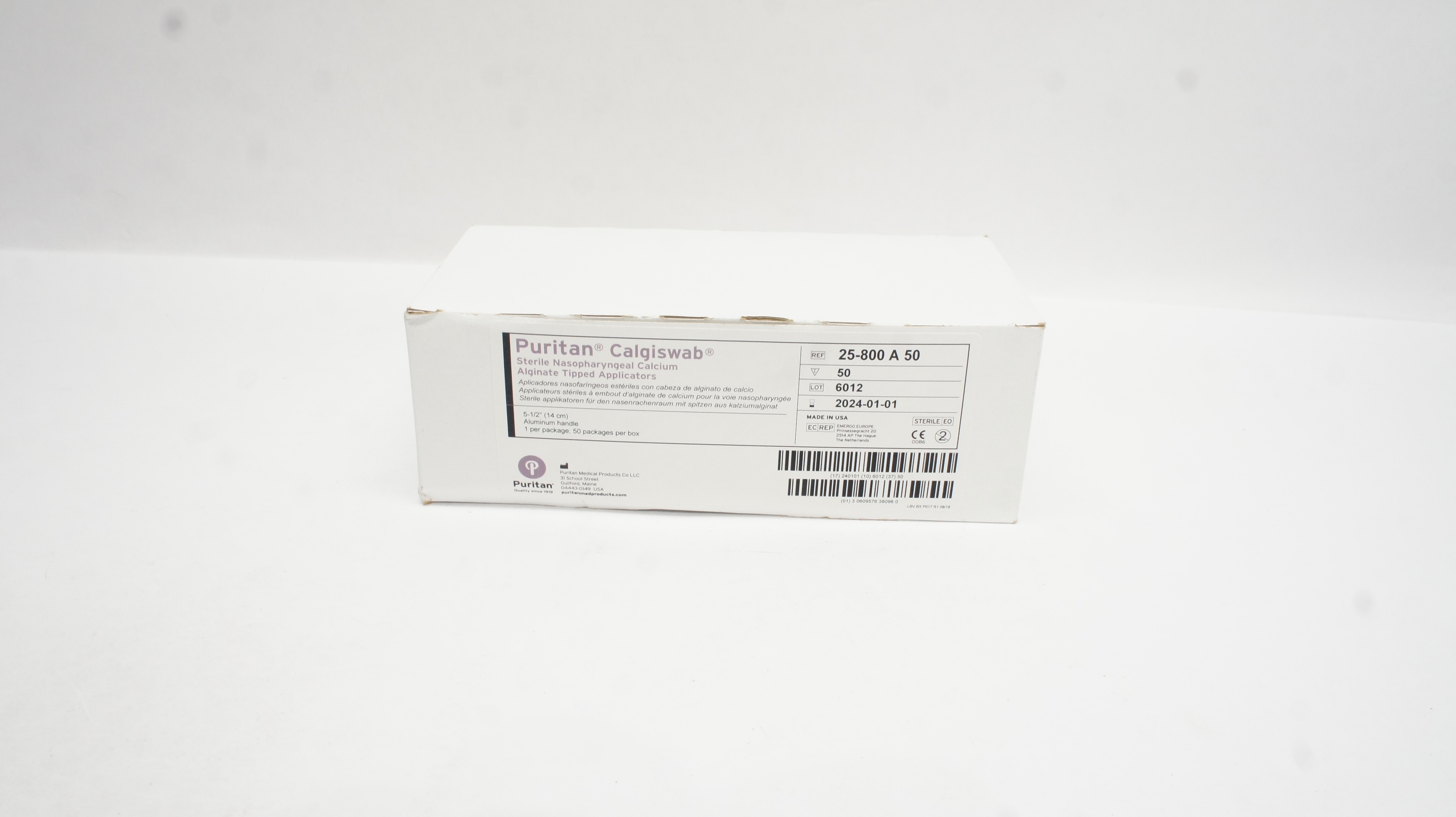Puritan 25-800A50 Calgiswab Nasopharyngeal Applicators 5-1/2inch - Box of 50