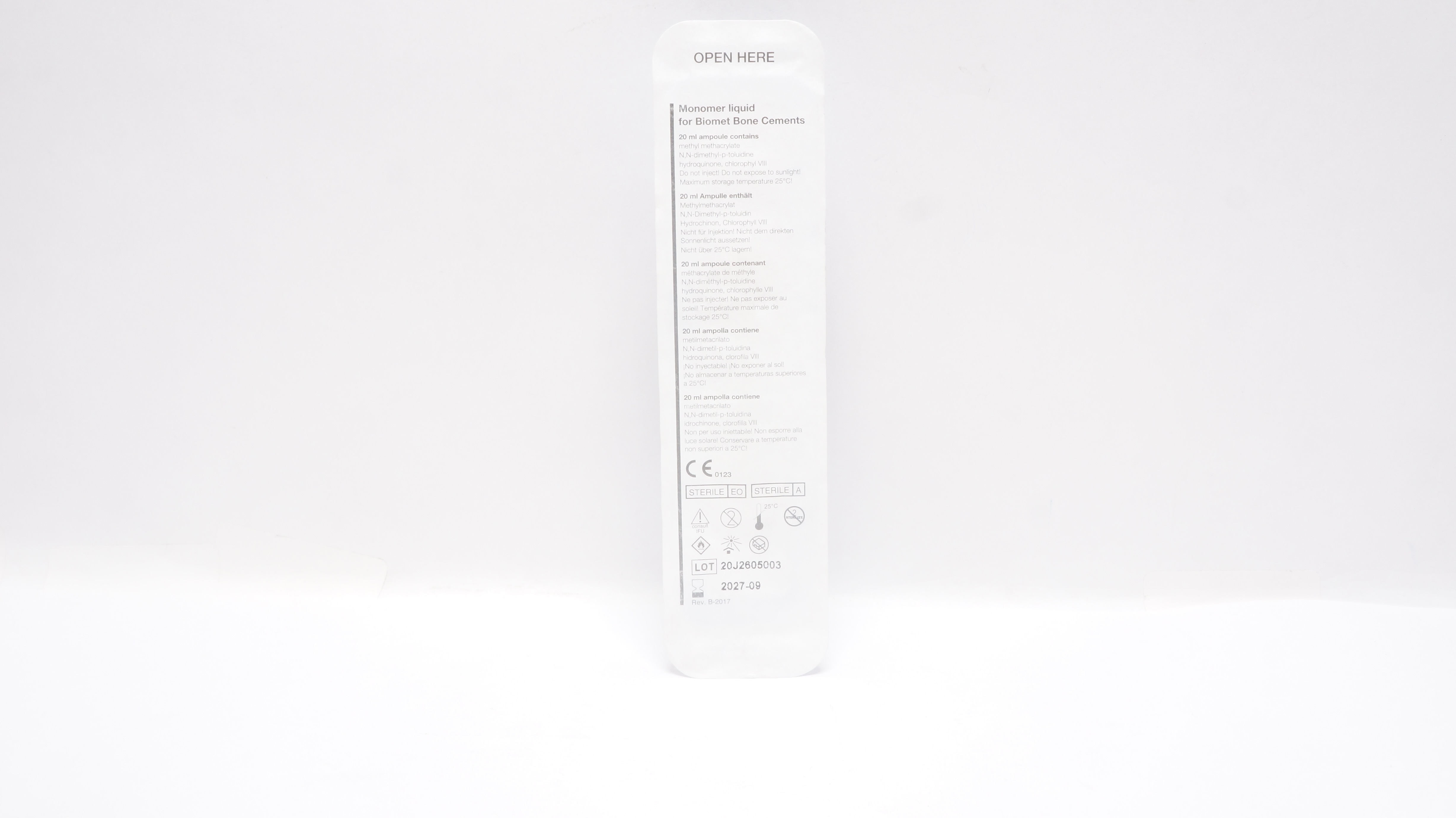 Monomer Liquid for Biomet Bone Cement 20mL Ampoule