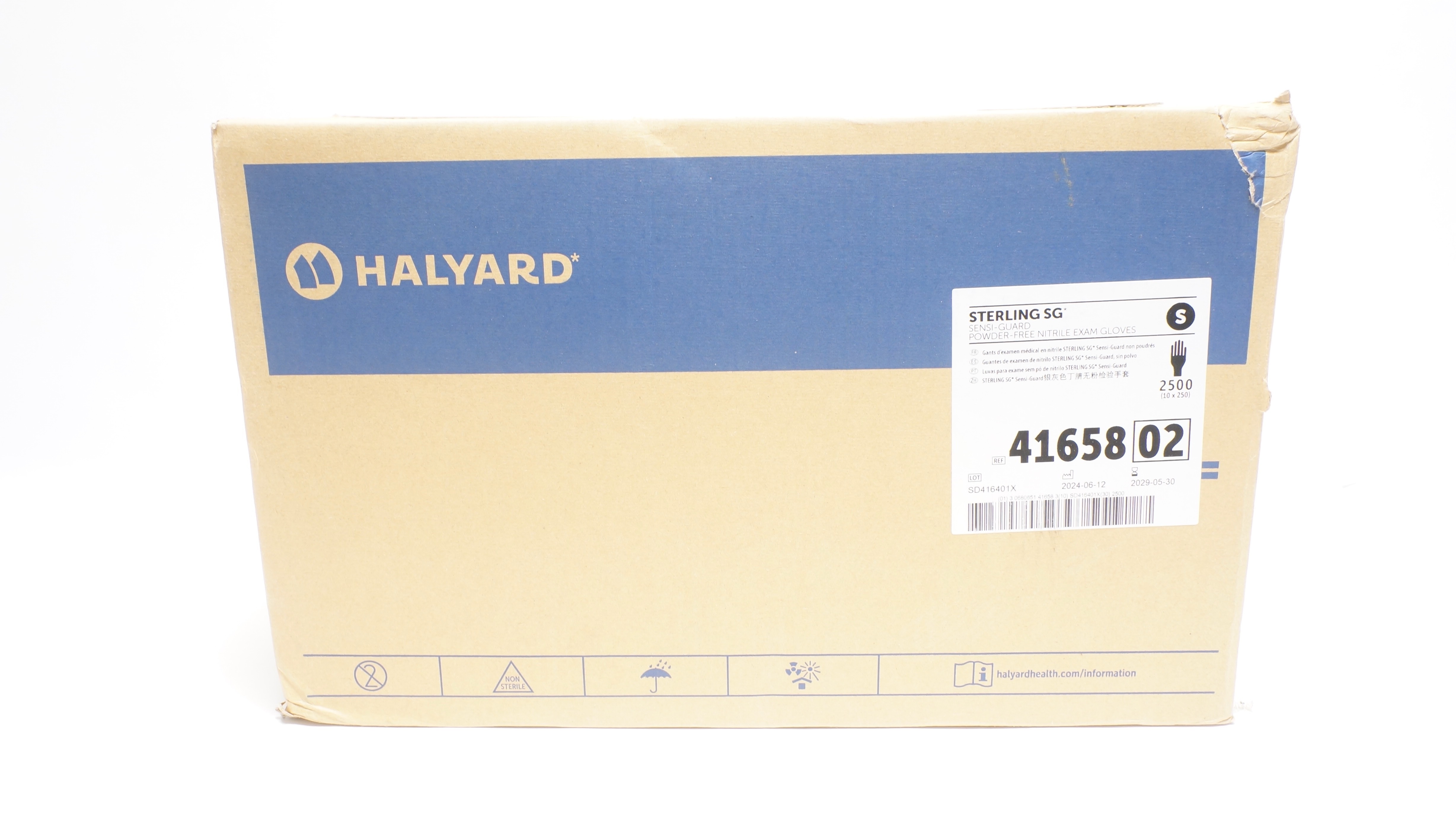 Halyard 4165802 Sterling SG Sensi-Guard Exam Gloves Small - Box of 2500