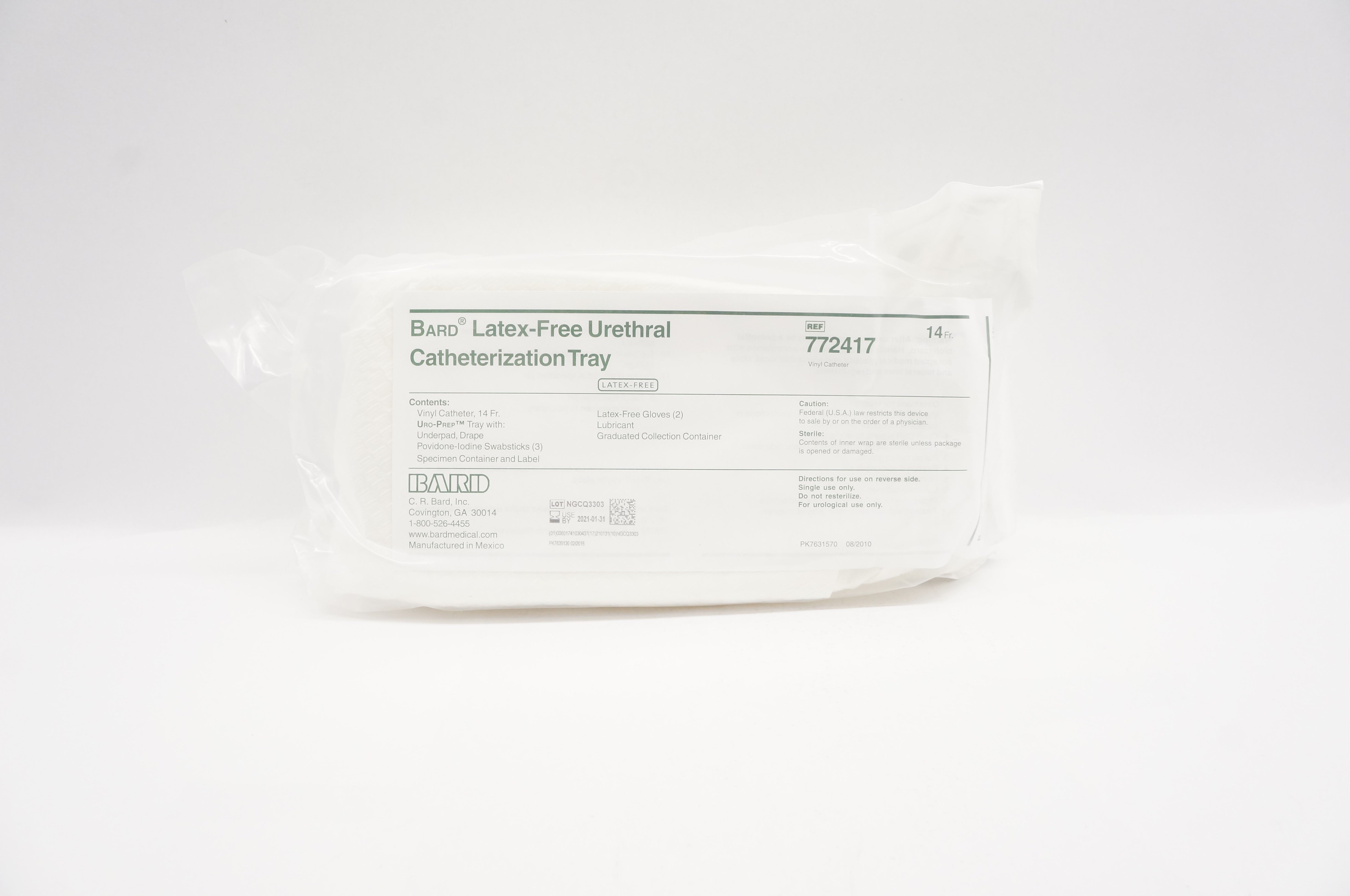 Bard 772417 Latex-Free Urethral Catheterization Tray Vinil Cath.14Fr (x)