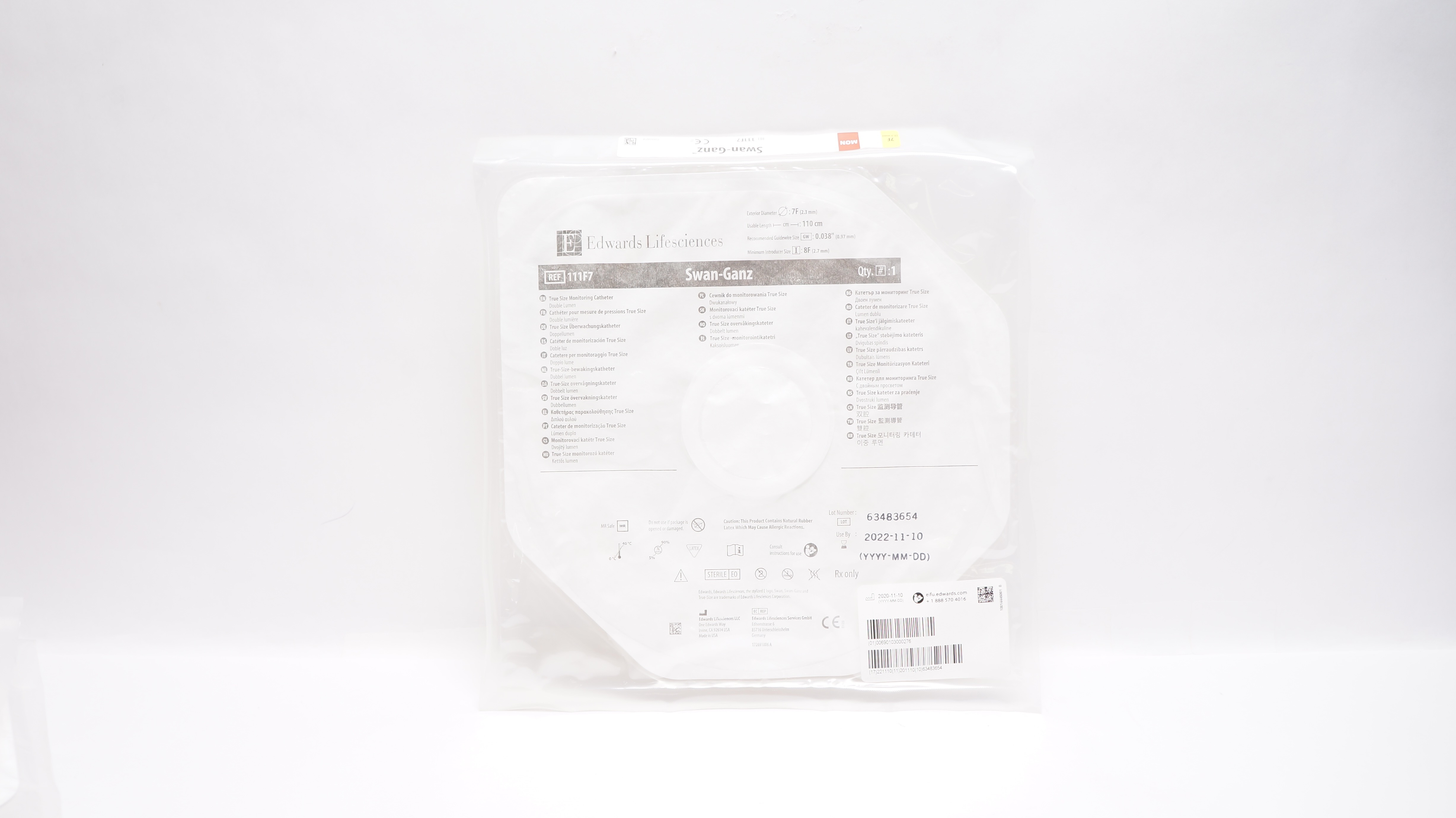 Edwards Lifesciences 111F7 Swan-Ganz True Size Monitoring Cath. 7F x 110cm (x)