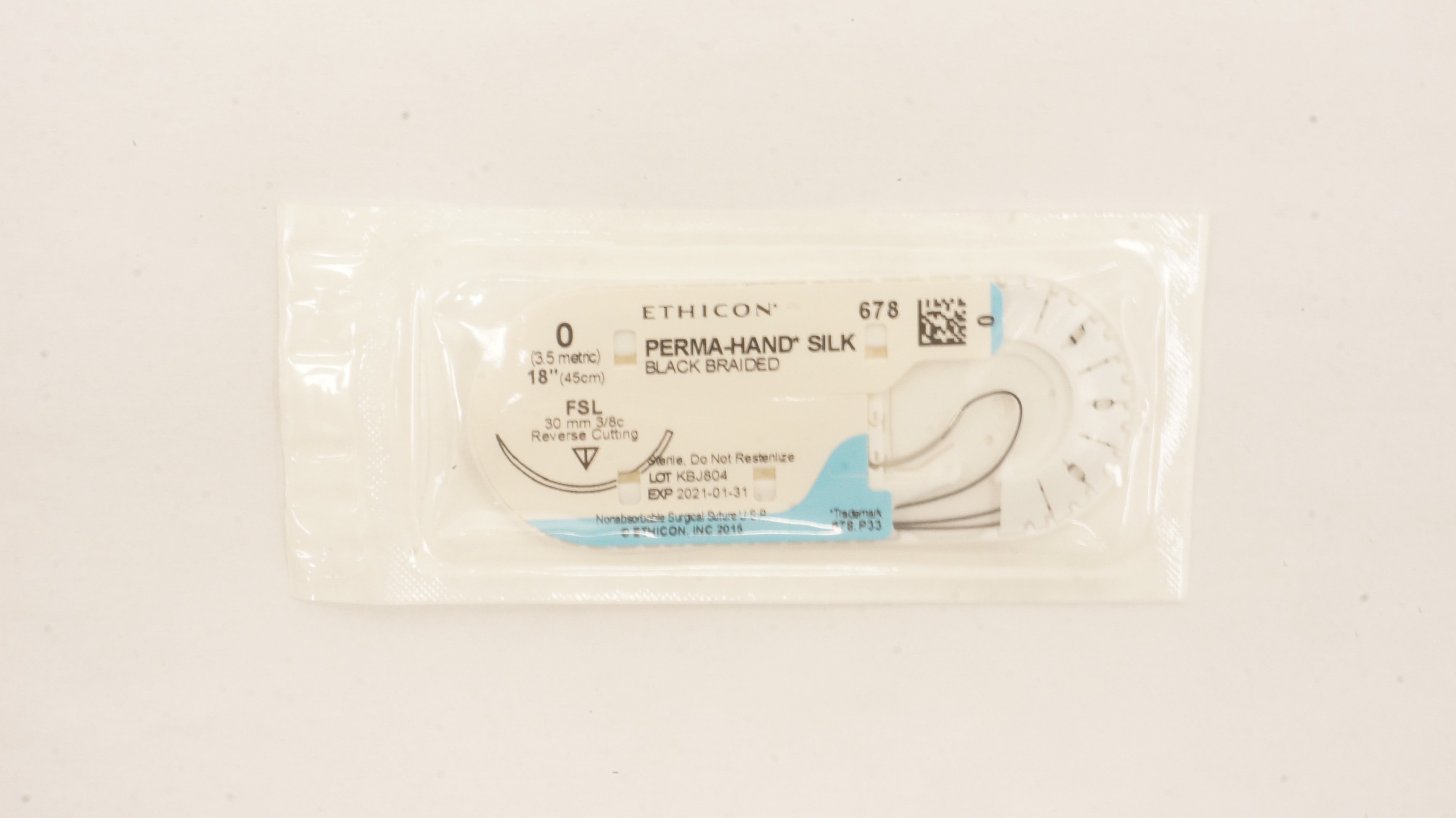 Ethicon 678 0 Perma-Hand Silk FSL 30mm 3/8c Reverse Cutting, 18inch  (x)