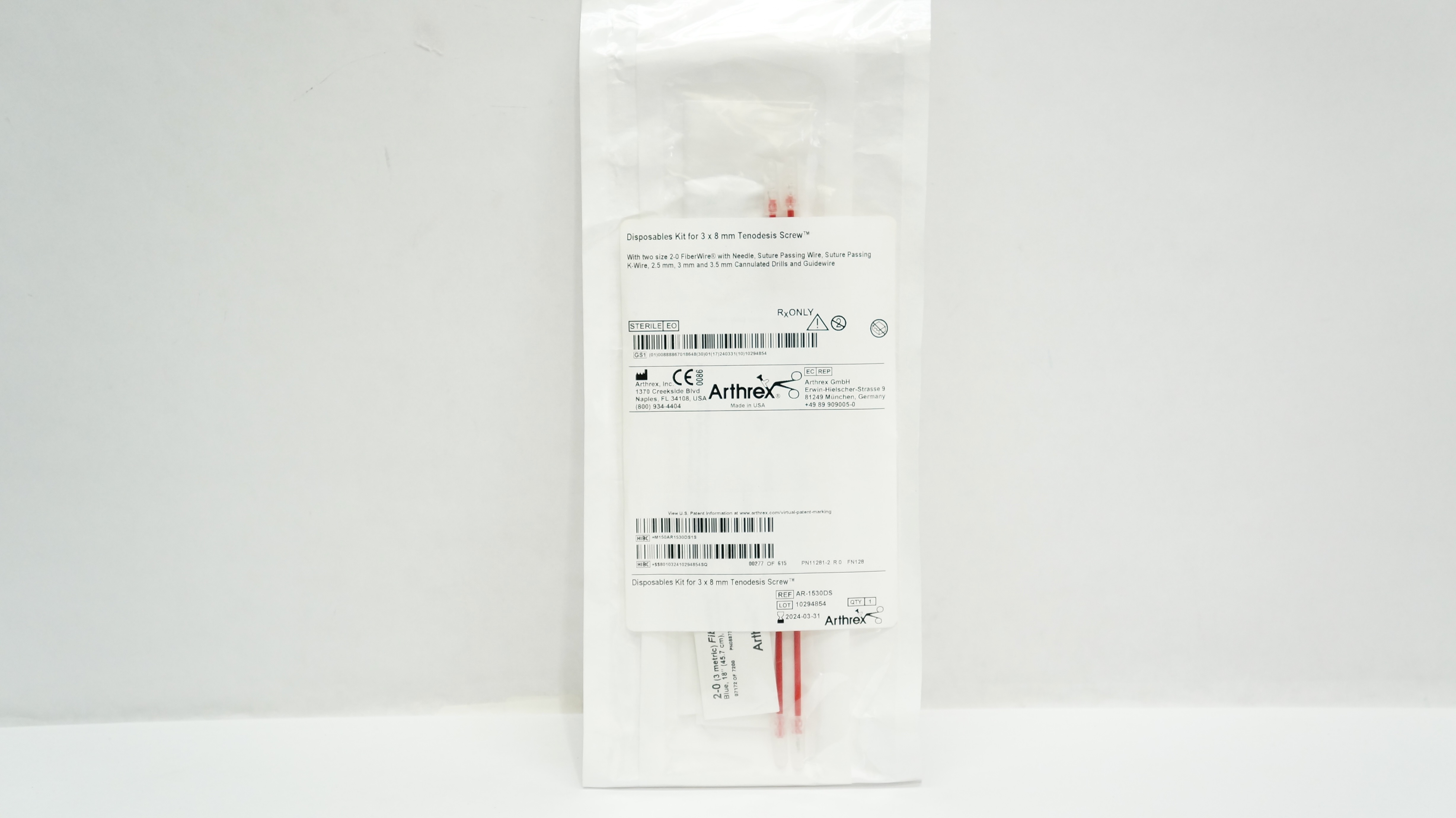 Arthrex AR-1530DS Disposable Kit for 3 x 8 mm Tenodesis Screw