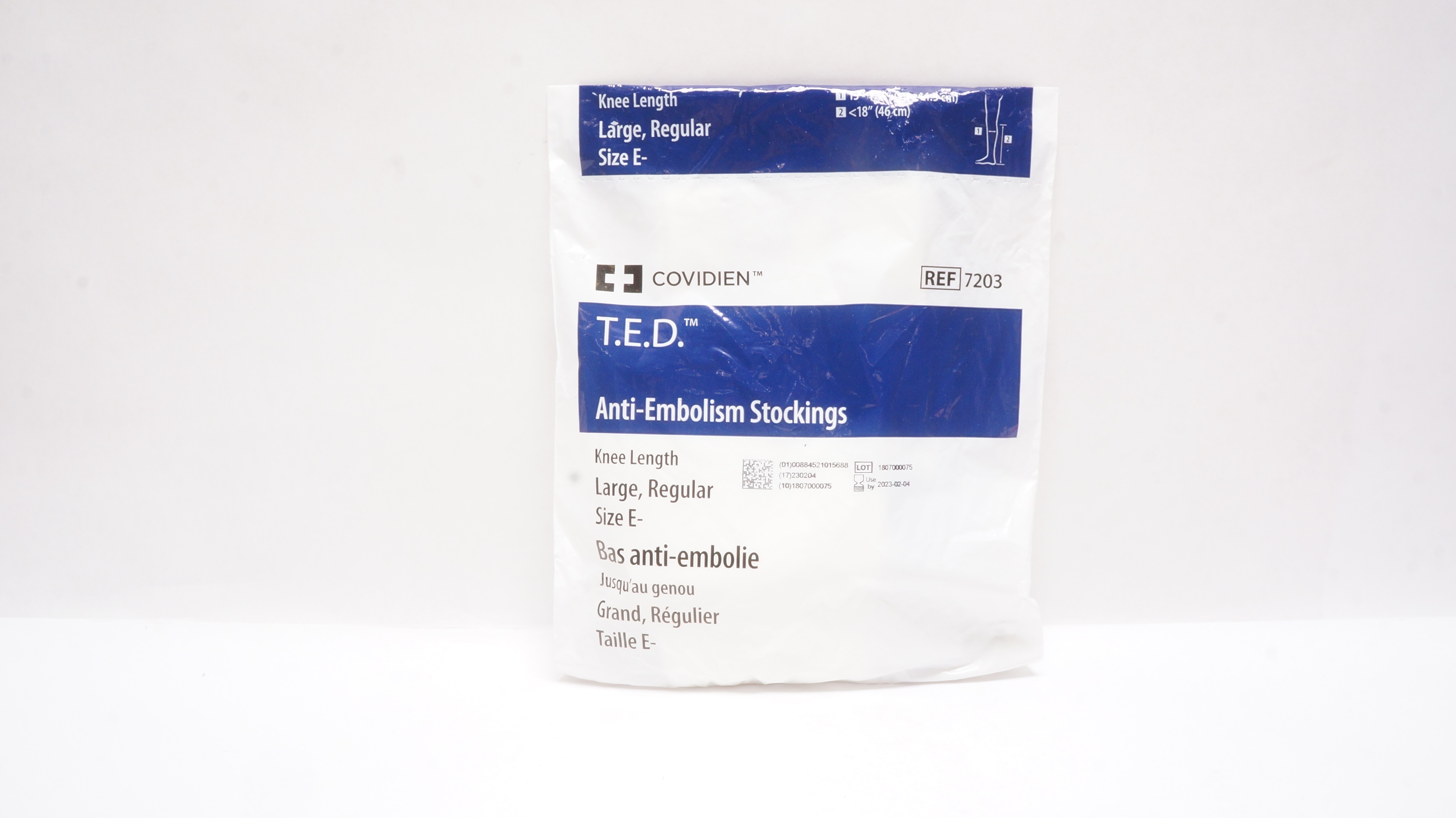 Covidien 7203 T.E.D. Anti-Embolism Stockings Knee Length Large Regular Size E(x)