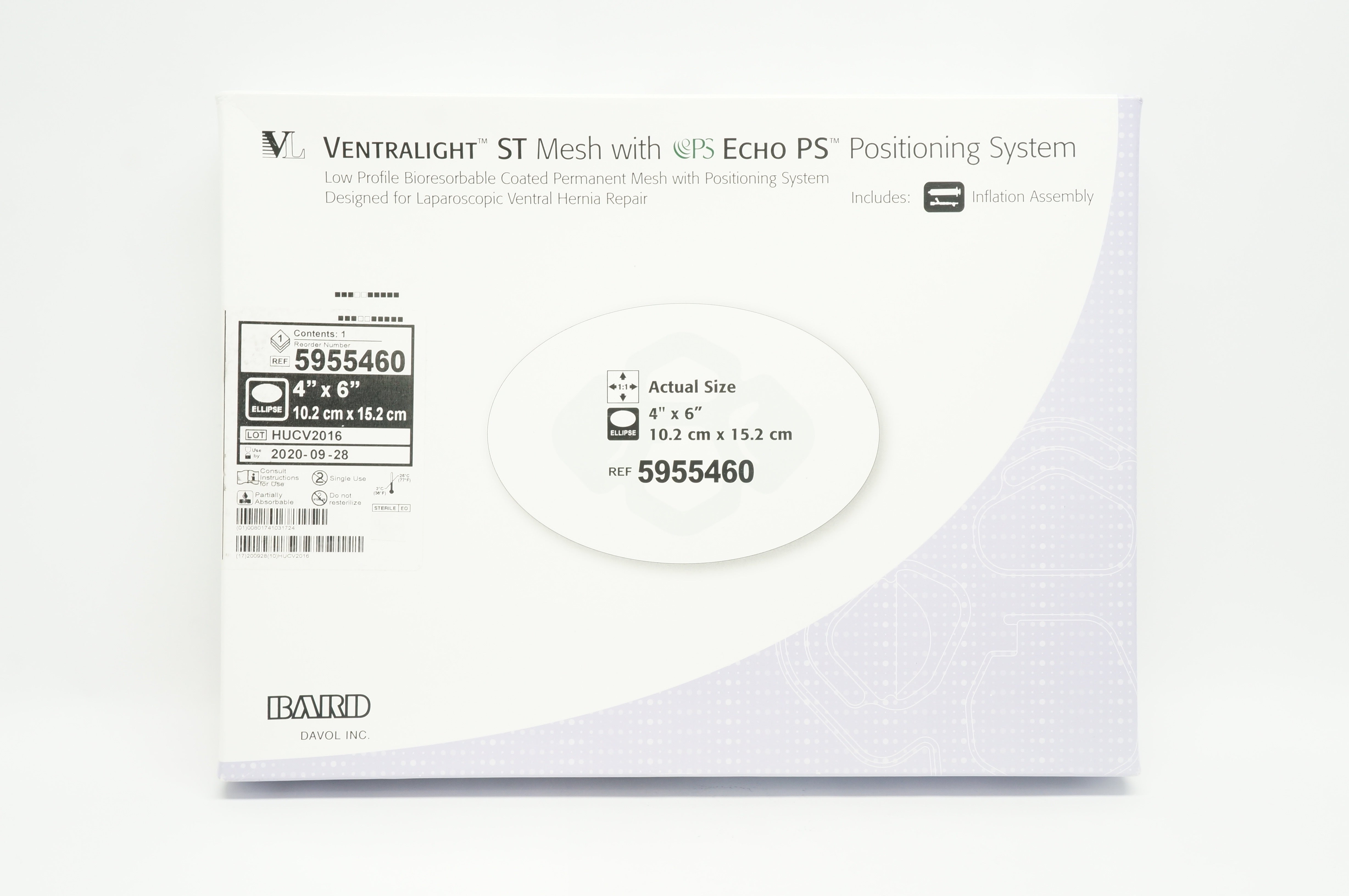 Bard 5955460 Ventralight ST Mesh With Echo PS Positioning System 4 x 6 inch (x)