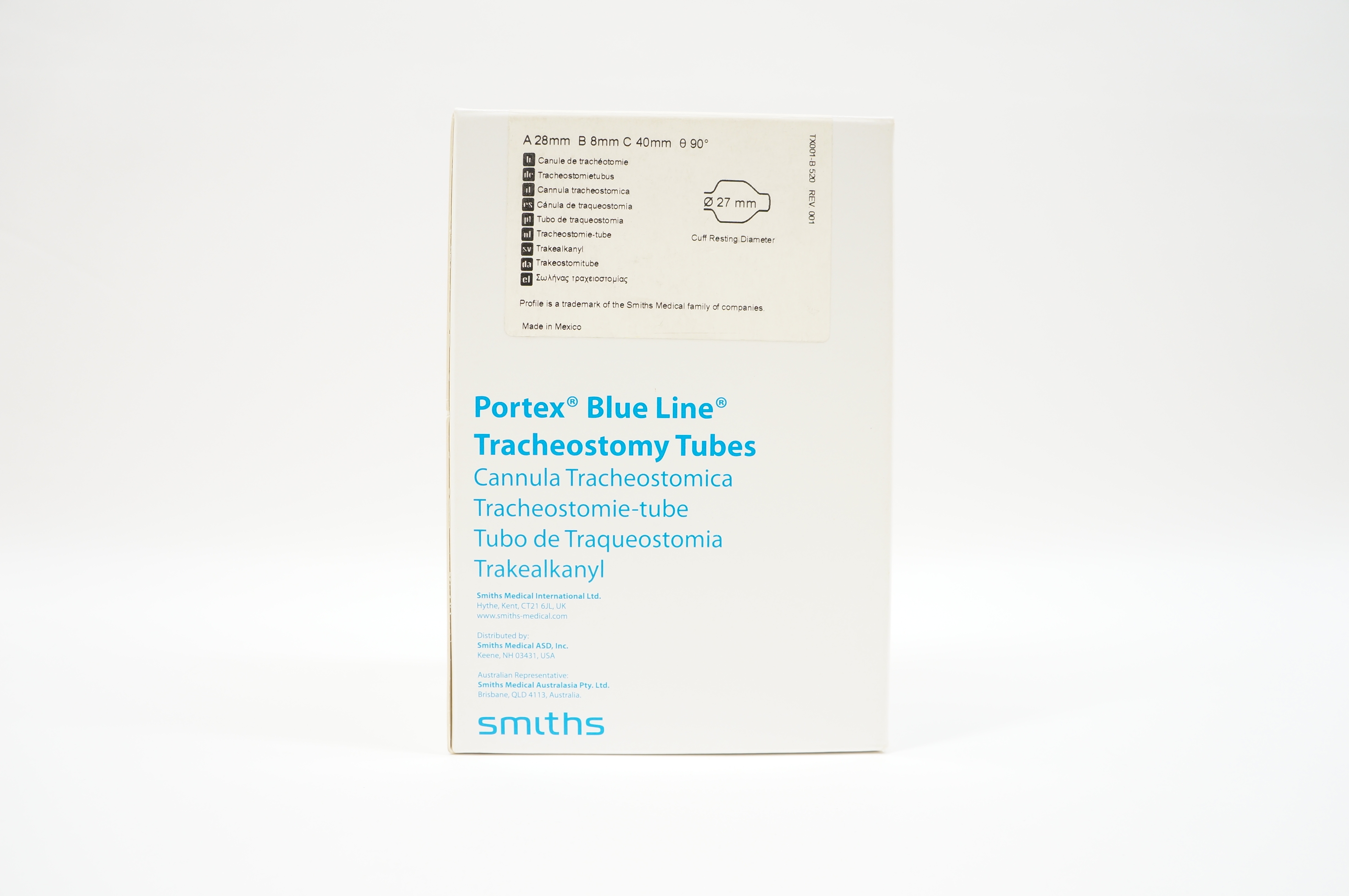 Smiths Medical 100/782/080 Portex Blue Line Tracheostomy Tube 8mm x 11mm (x)