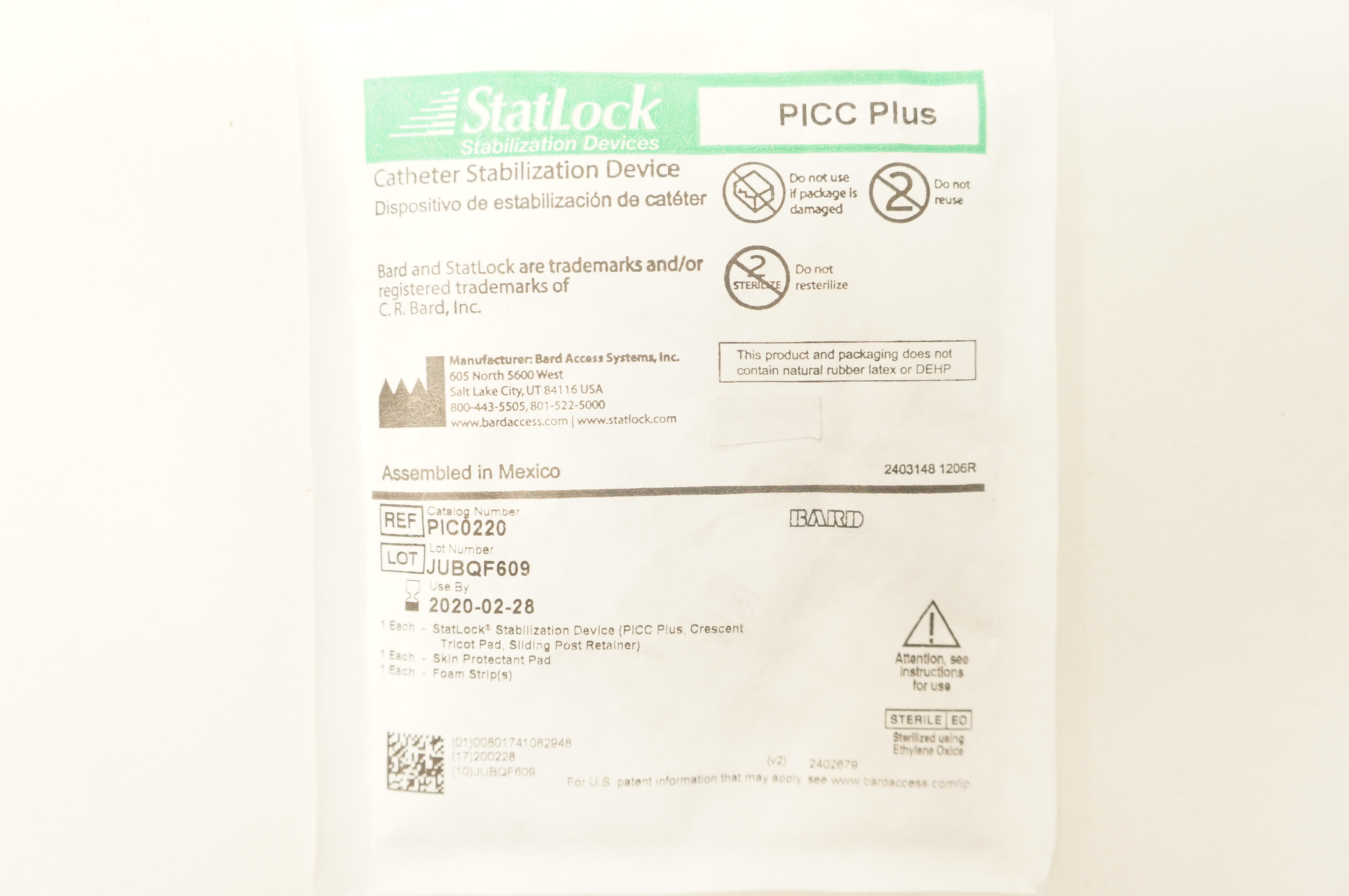 Bard PIC0220 StatLock Cath. Stabilization Device PICC Plus (x)