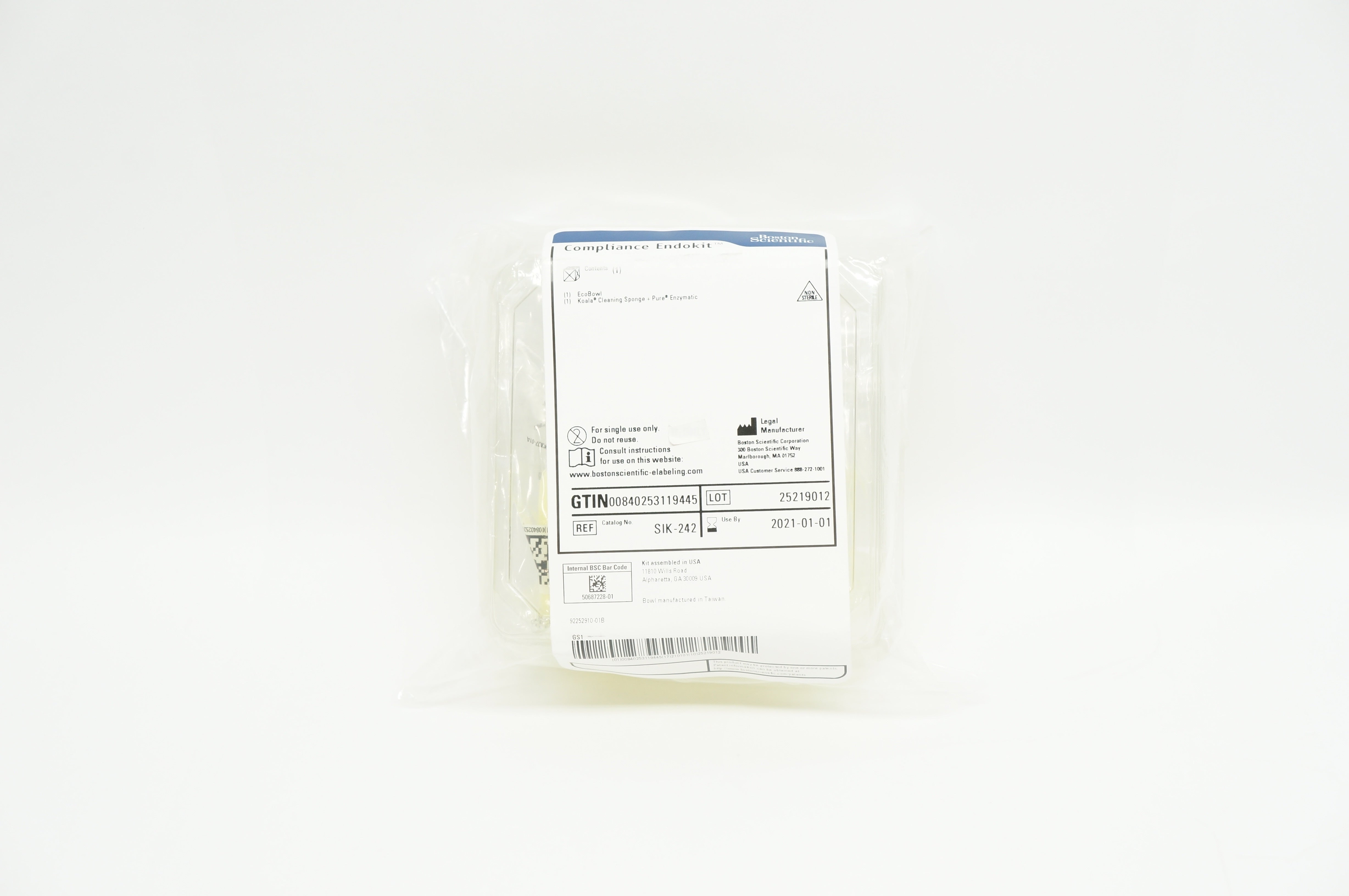Boston Scientific SIK-242 Compliance EndoKit W/ EcoBowl, Koala Cleaning Sponge (x)