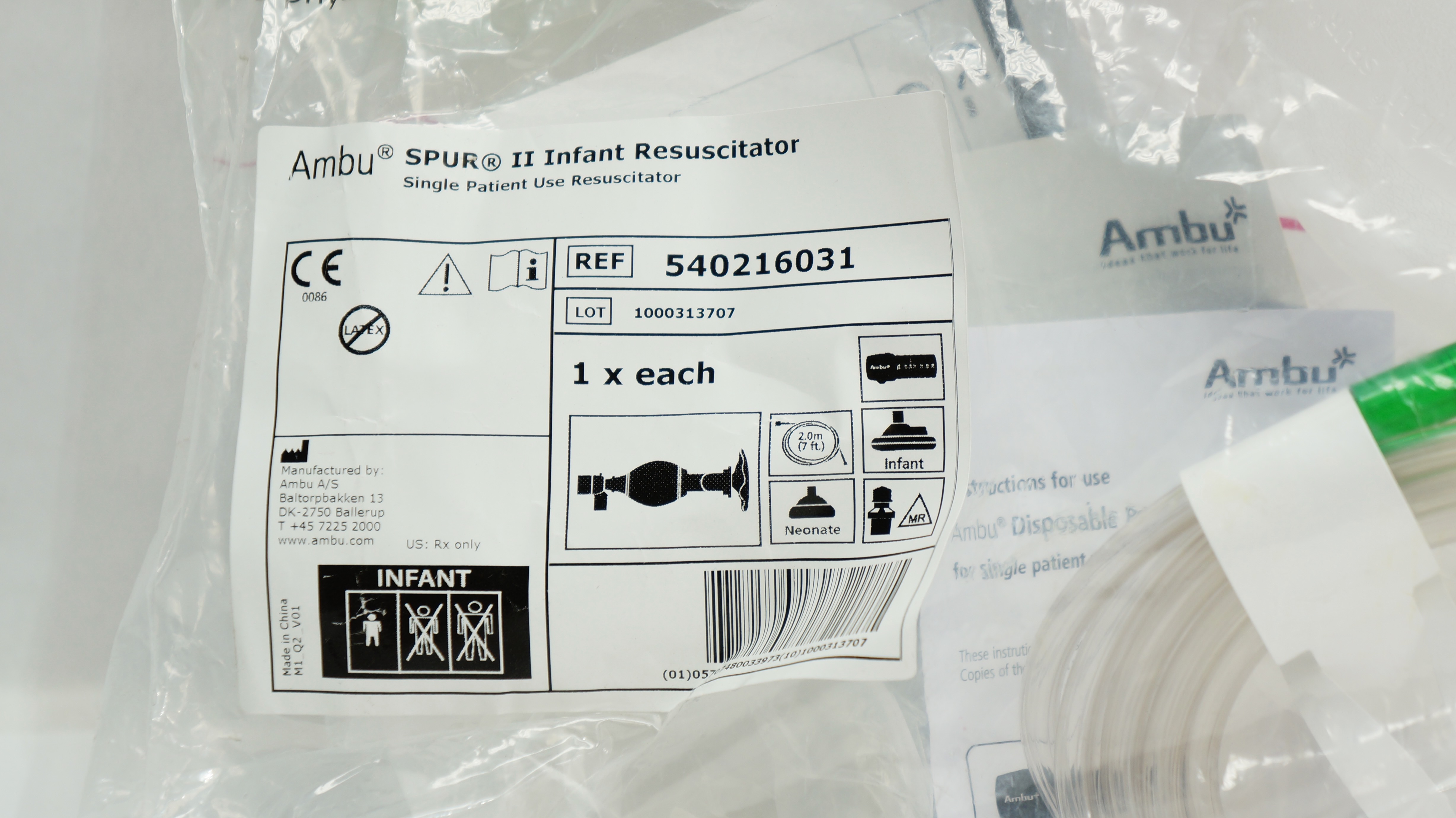 AMBU 540216031 SPUR II Infant Resuscitator 7ft.