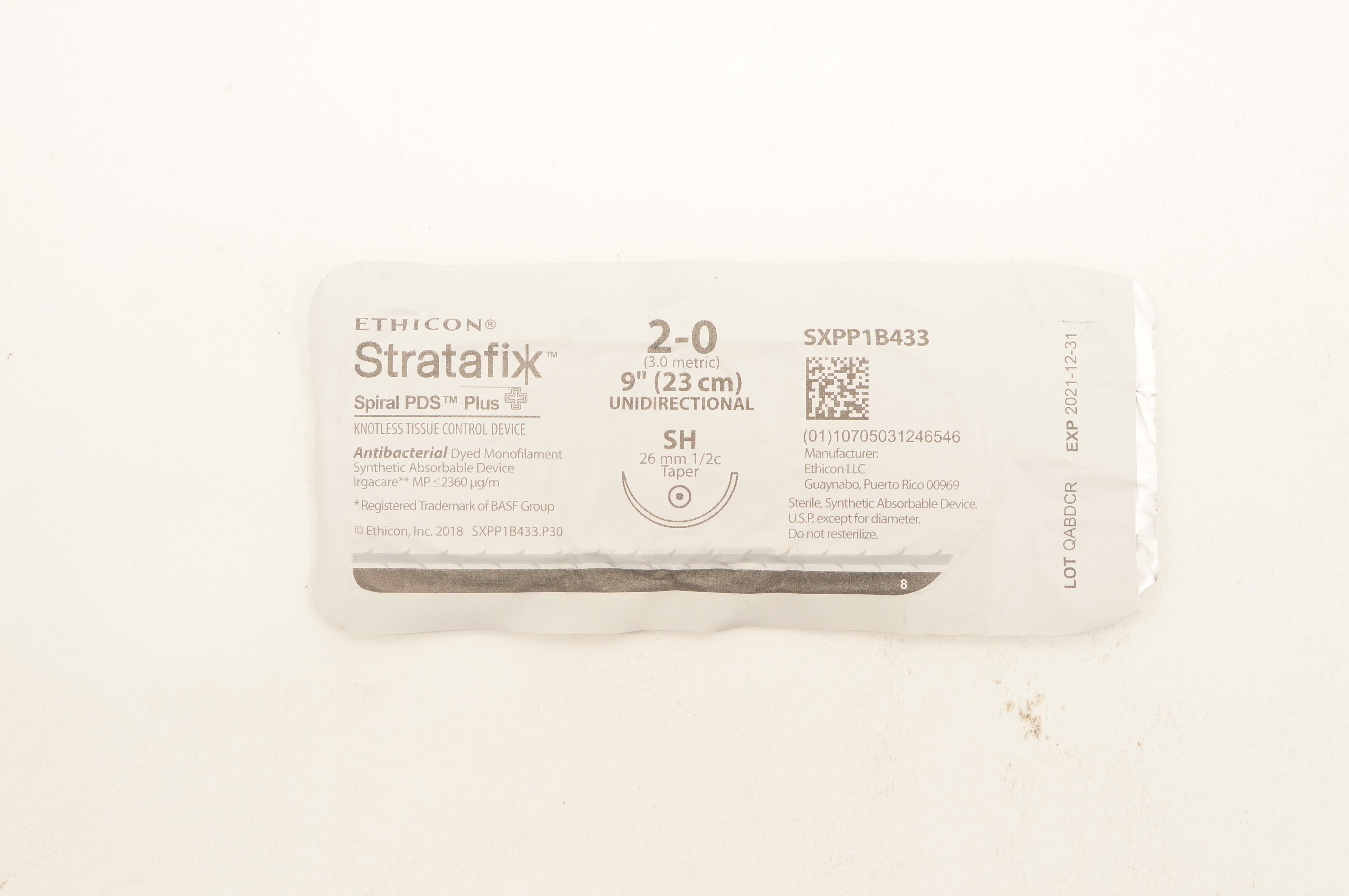 Ethicon SXPP1B433 2-0 STRATAFIX Spiral PDS Plus SH 26mm 1/2c Taper 9inch