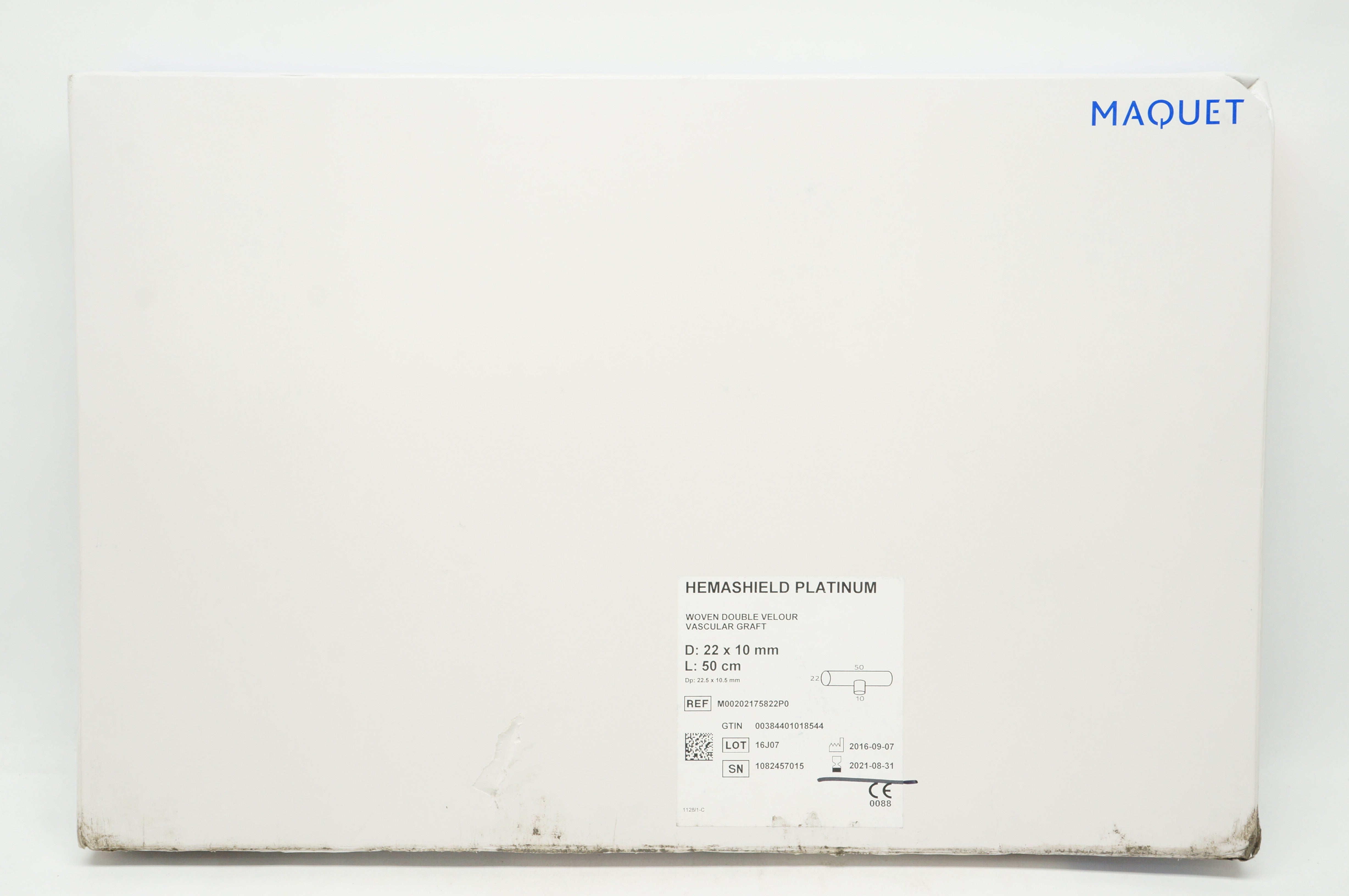 Maquet M00202175822P0 Hemashield Platinum Vascular Graft 22mm x 10mm x 50cm (x)
