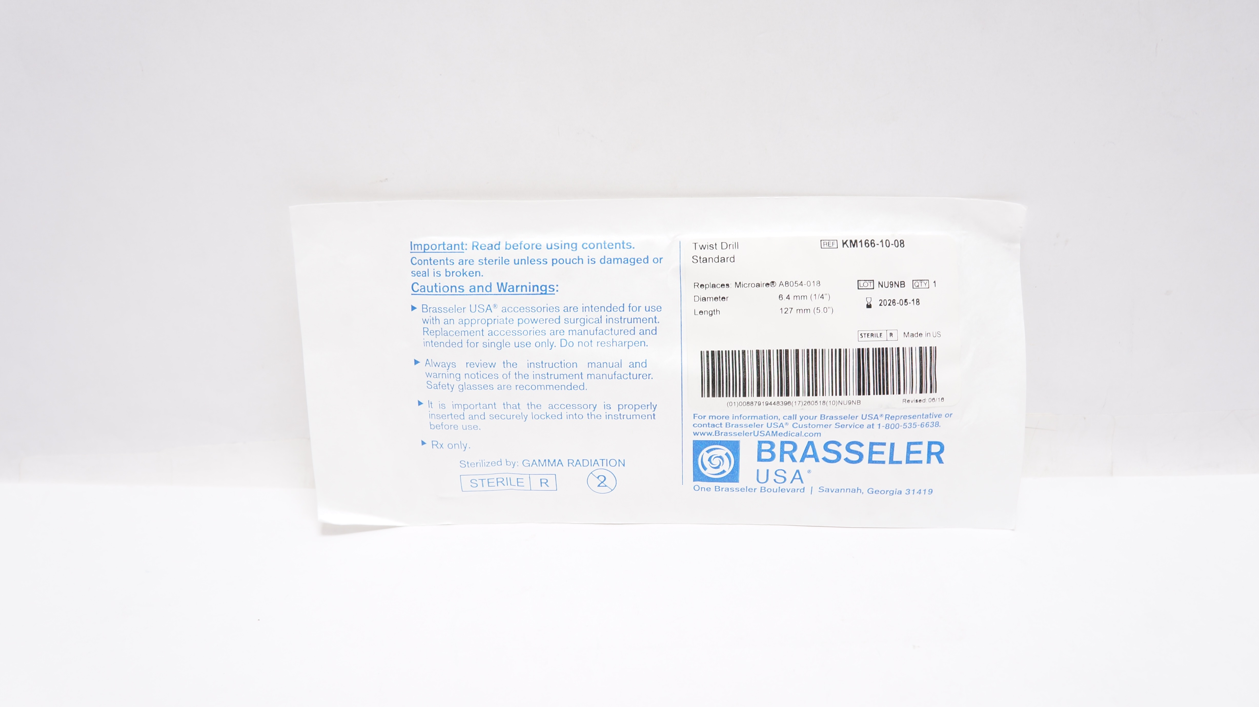 Brasseler KM166-10-08 Twist Drill Standard 1/4inch x 5.0inch
