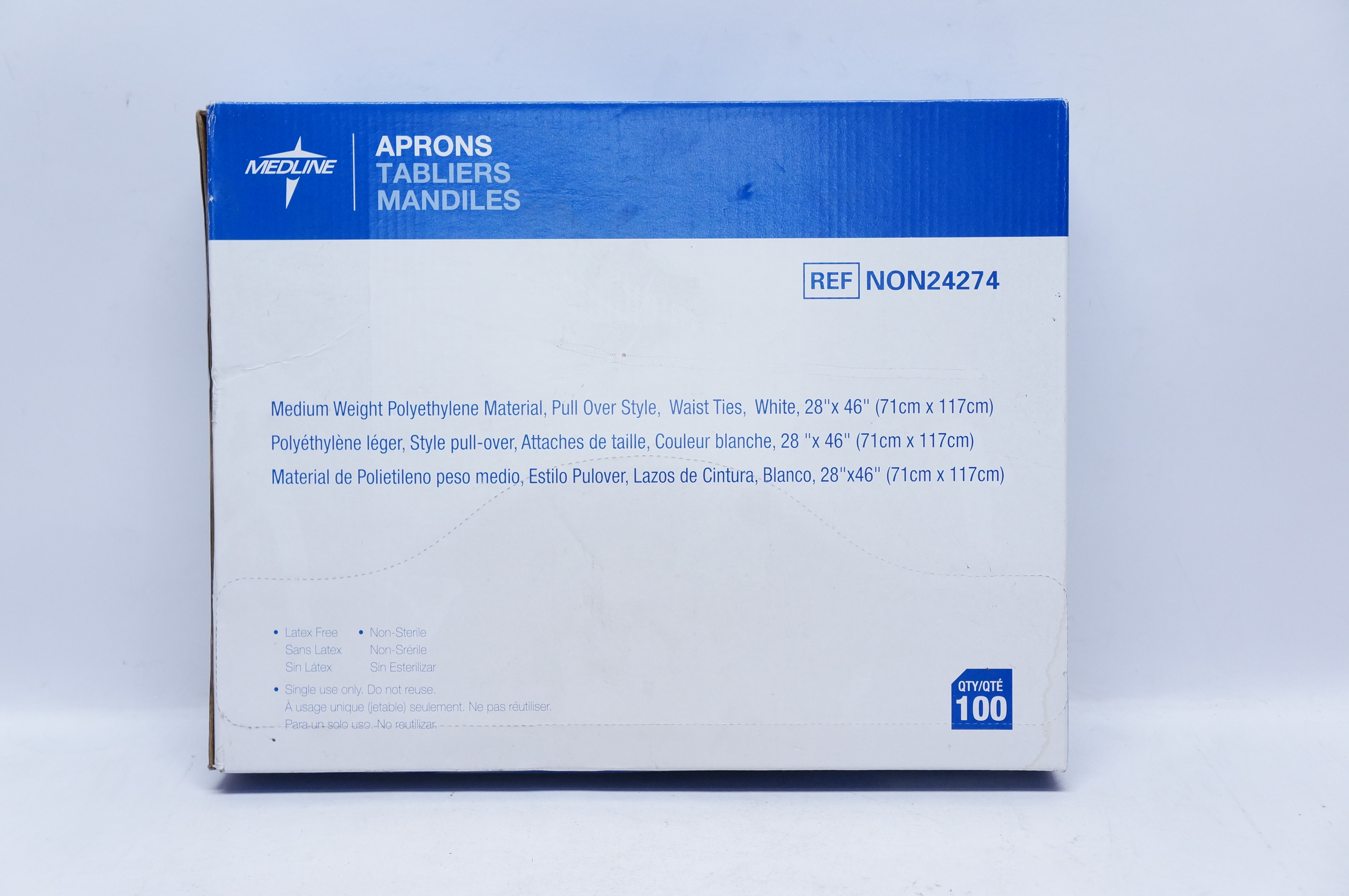 Medline NON24274 Aprons Tabliers Mandiles, Medium 28inch x 46inch - Box of 100