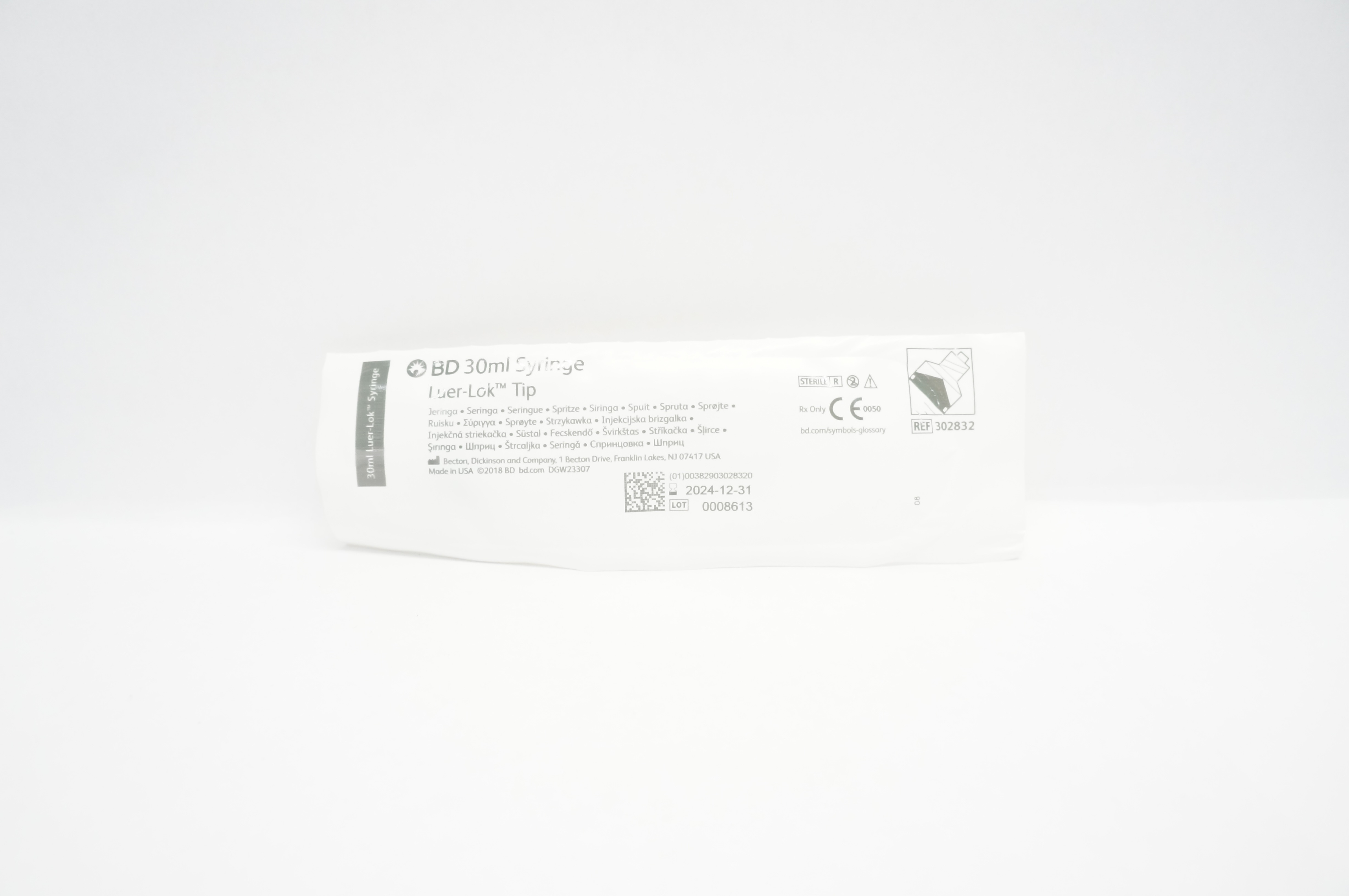 BD 302832 Luer-Lok Tip 30ml Syringe