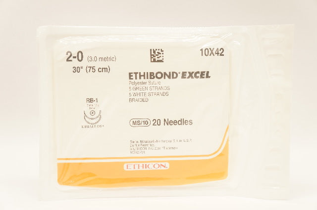 Ethicon 10X42 2-0 ETHIBOND EXCEL Stre RB-1 17mm 1/2c Taper, 30inch (x)