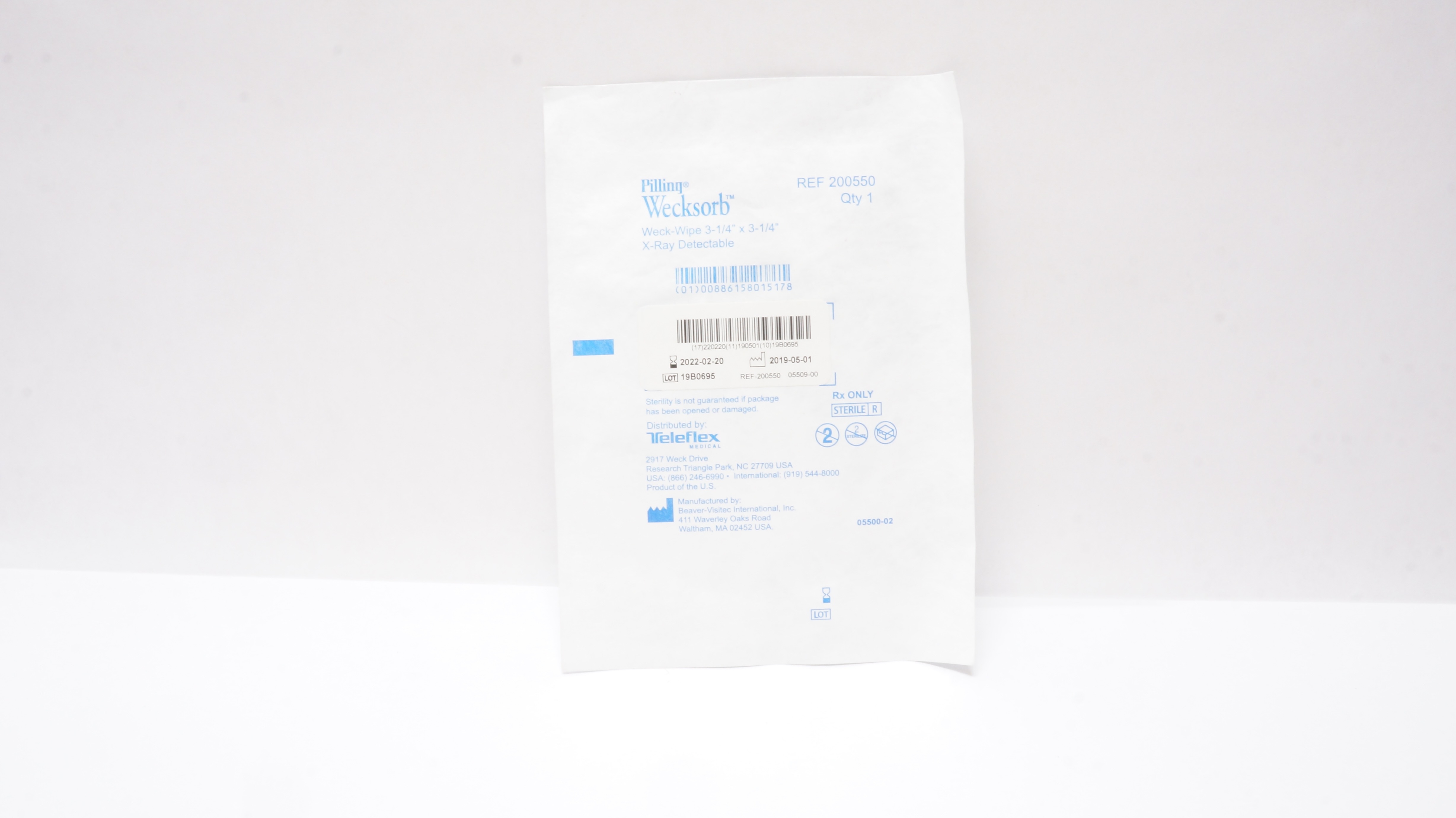 Teleflex 200550 Pilling Wecksorb Weck-Wipe X-Ray Detectable 3-1/4 x 3-1/4inch(x)