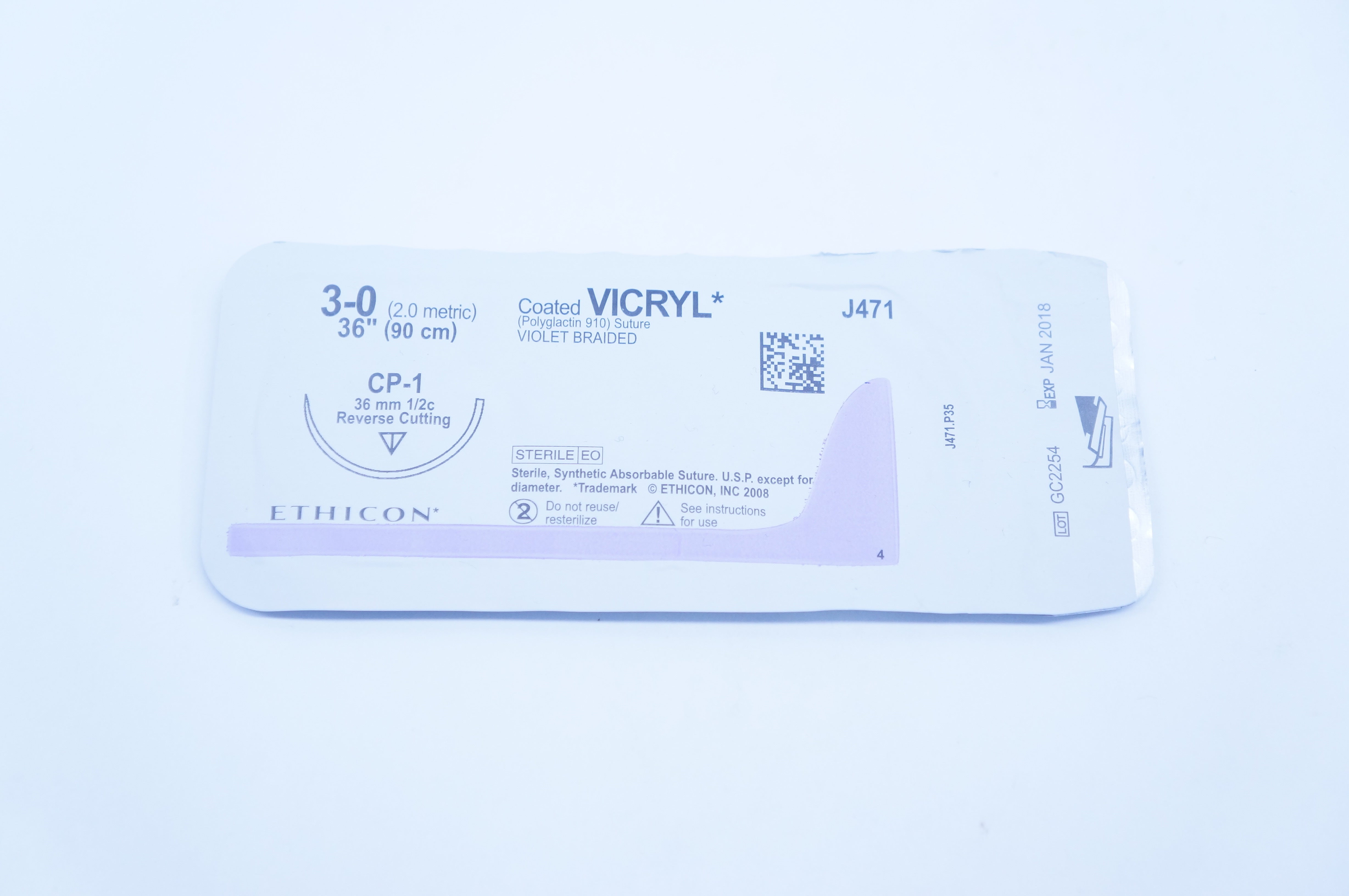 Ethicon J471 Vicryl Polyglactin 910 Stre. Violet Braided CP-1 36mm (x)