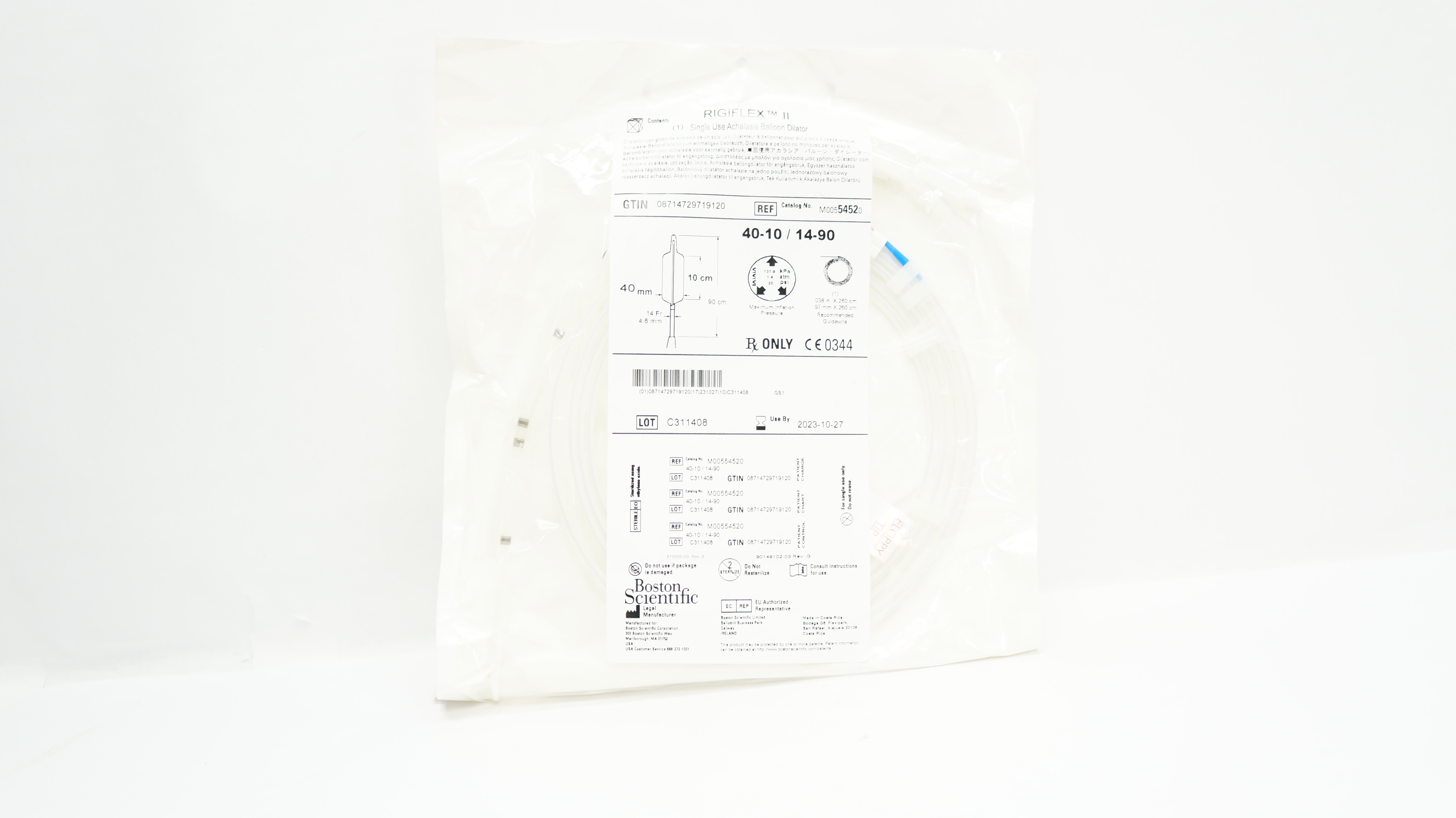 Boston Scientific M00554520 Rigiflex Achalasia Balloon Dilator 40-10 / 14-90