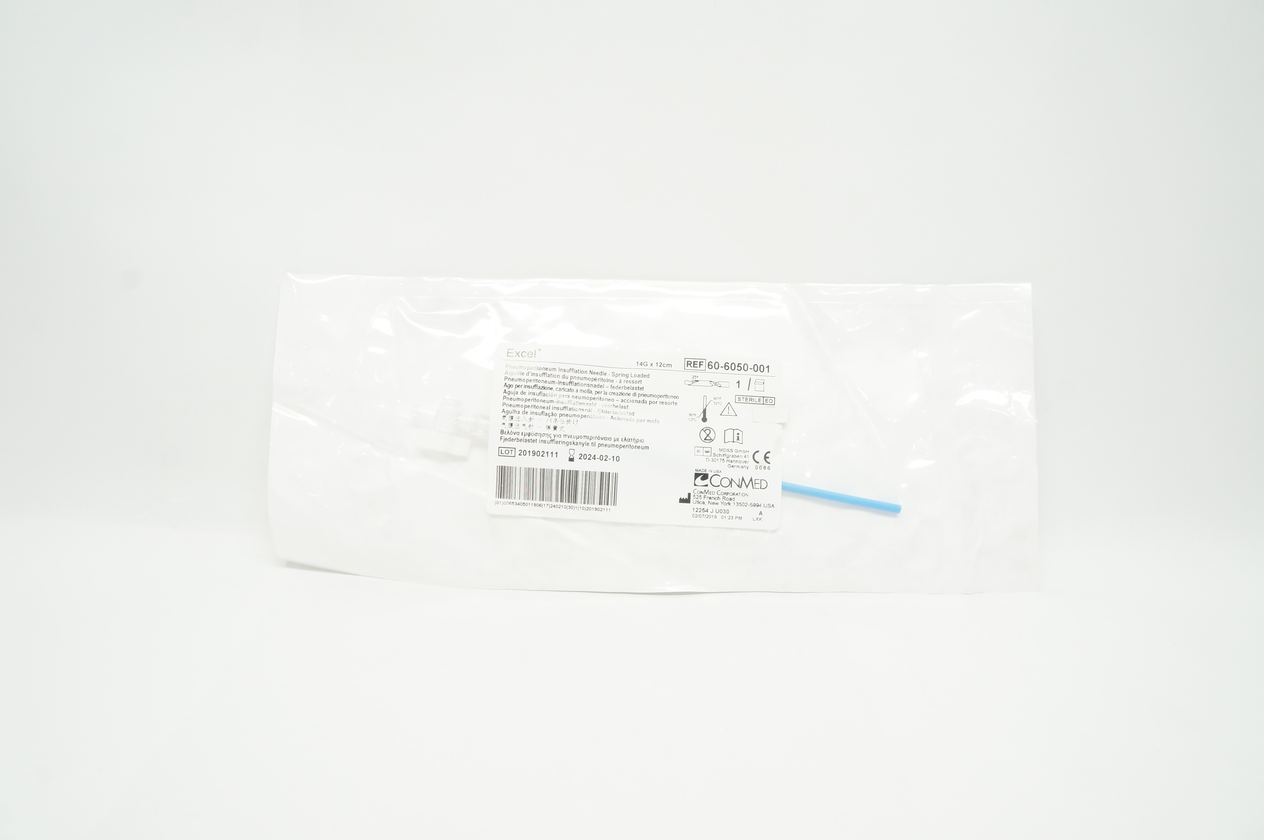 Conmed 60-6050-001 Excel Pneumoperitoneum Insufflation Ndle 14G x 12cm