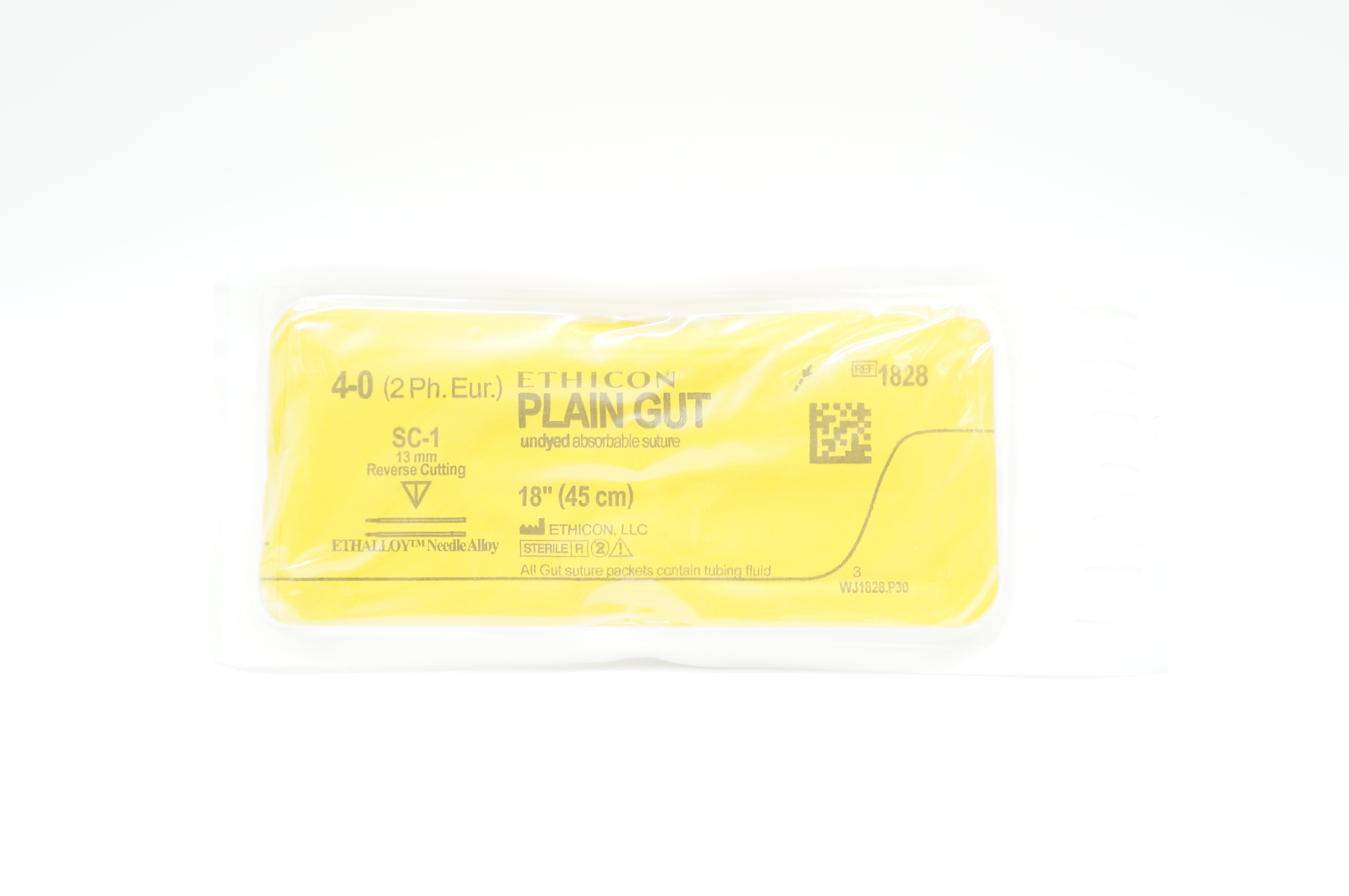 Ethicon 1828 4-0 PLAIN GUT Undyed Stre SC-1 13mm Reverse Cutting, 18inch