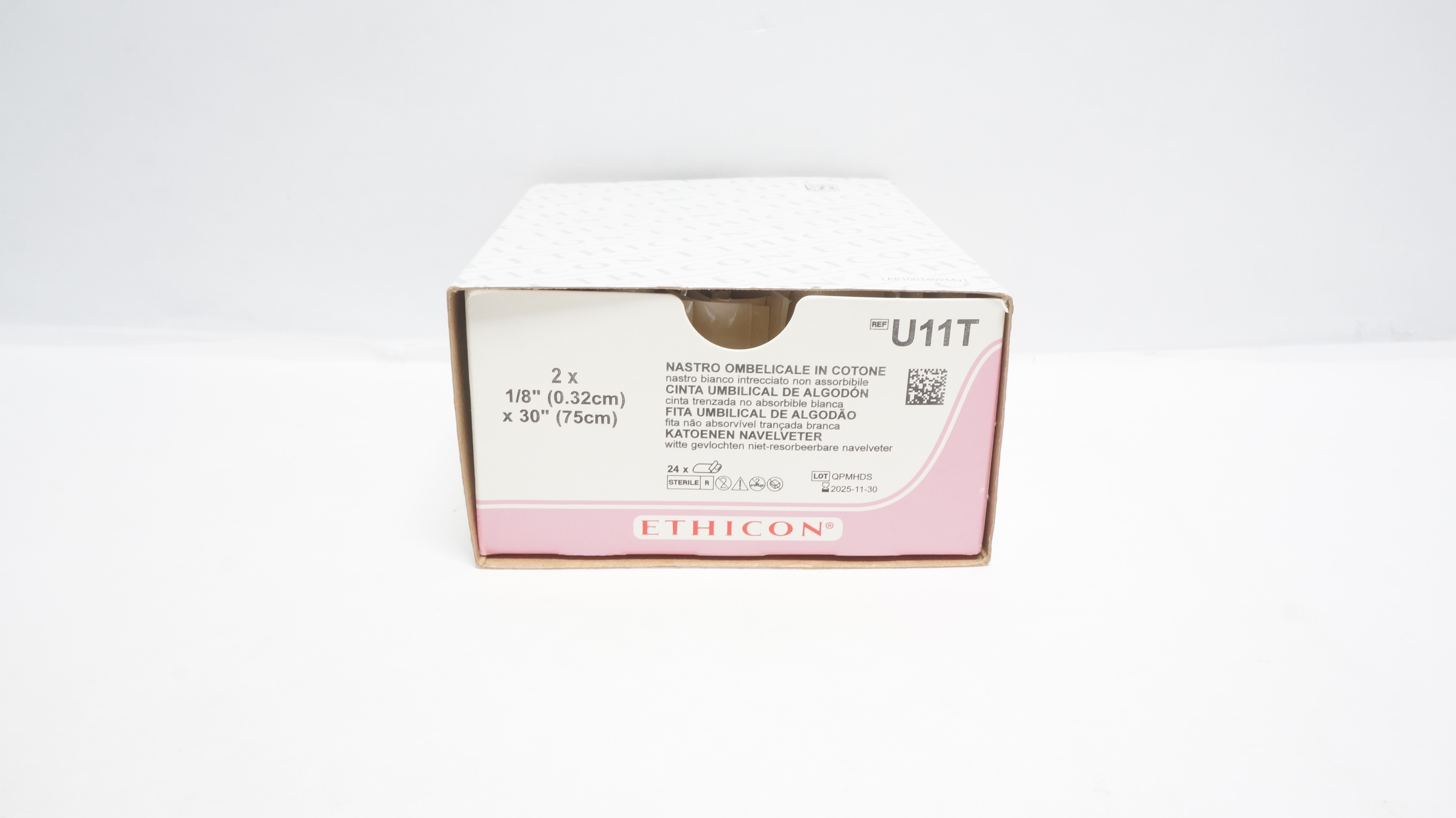 Ethicon U11T Cotton Umbilical Tape 1/8inch x 30inch (x) - Box of 17