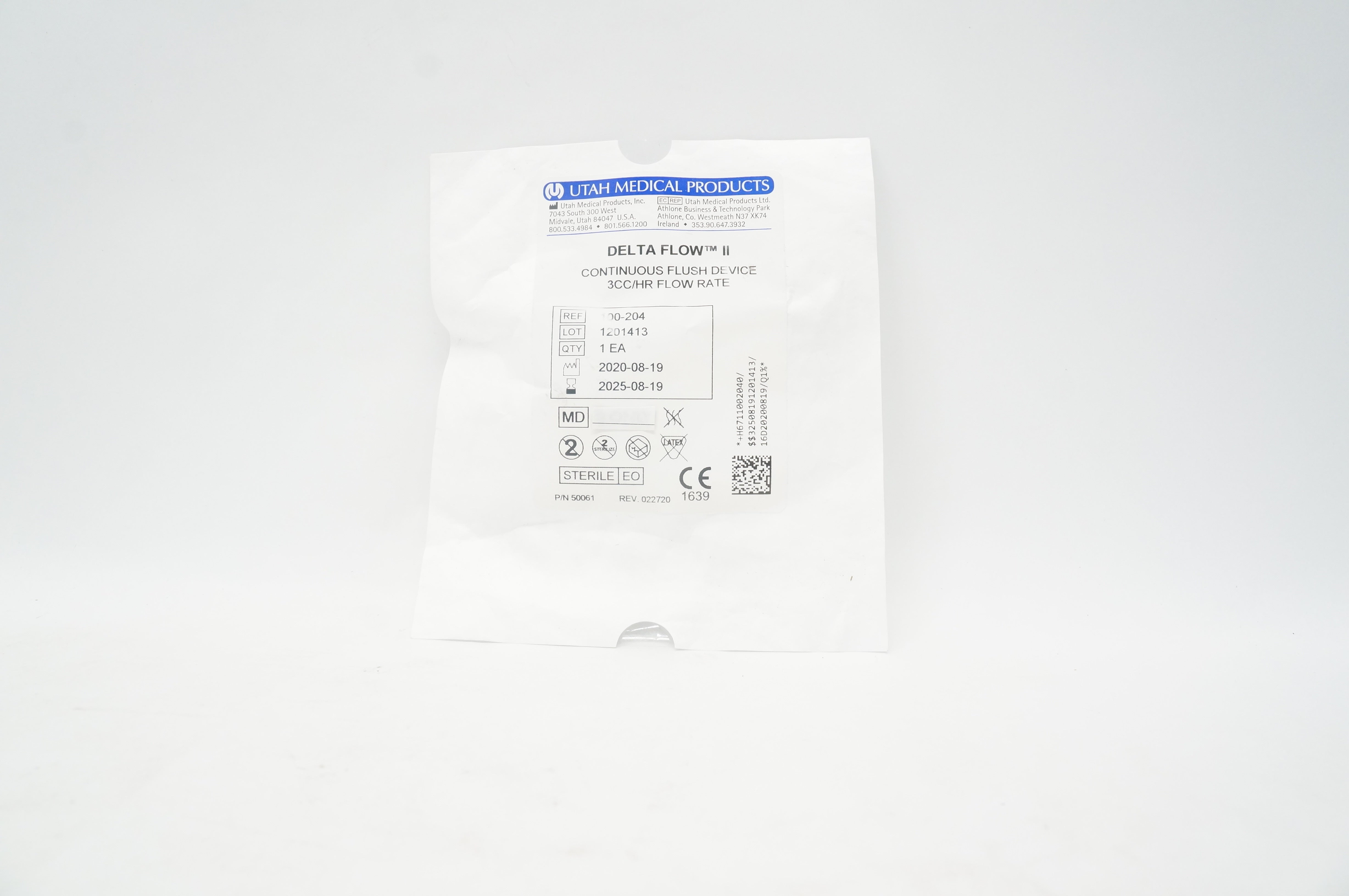 Utah Medical 100-204 DELTA FLOW II Continuous Flush Device 3cc/HR Flow Rate