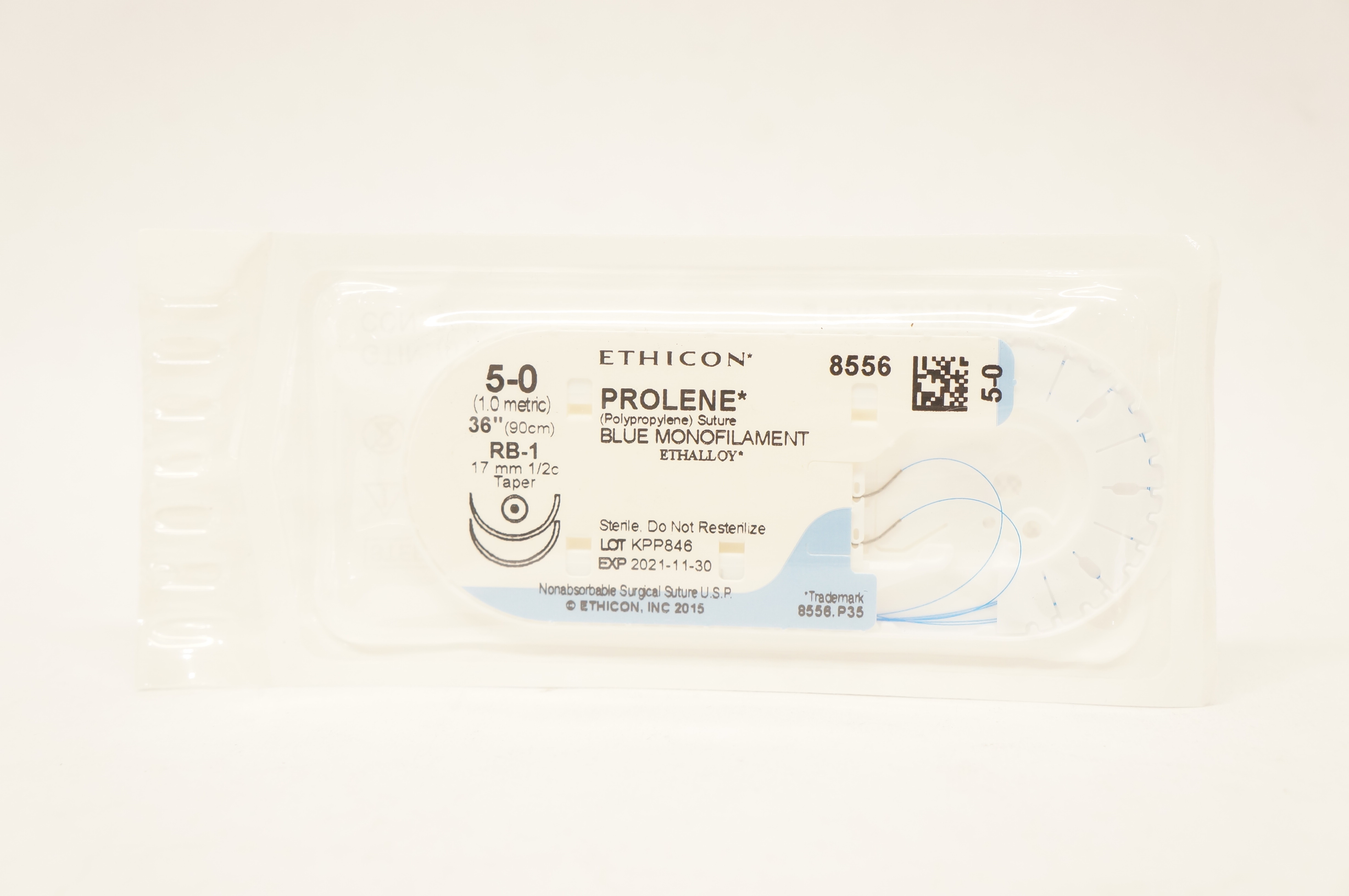 Ethicon 8556 5-0 PROLENE, RB-1, 17mm 1/2c Taper, 36inch (x)