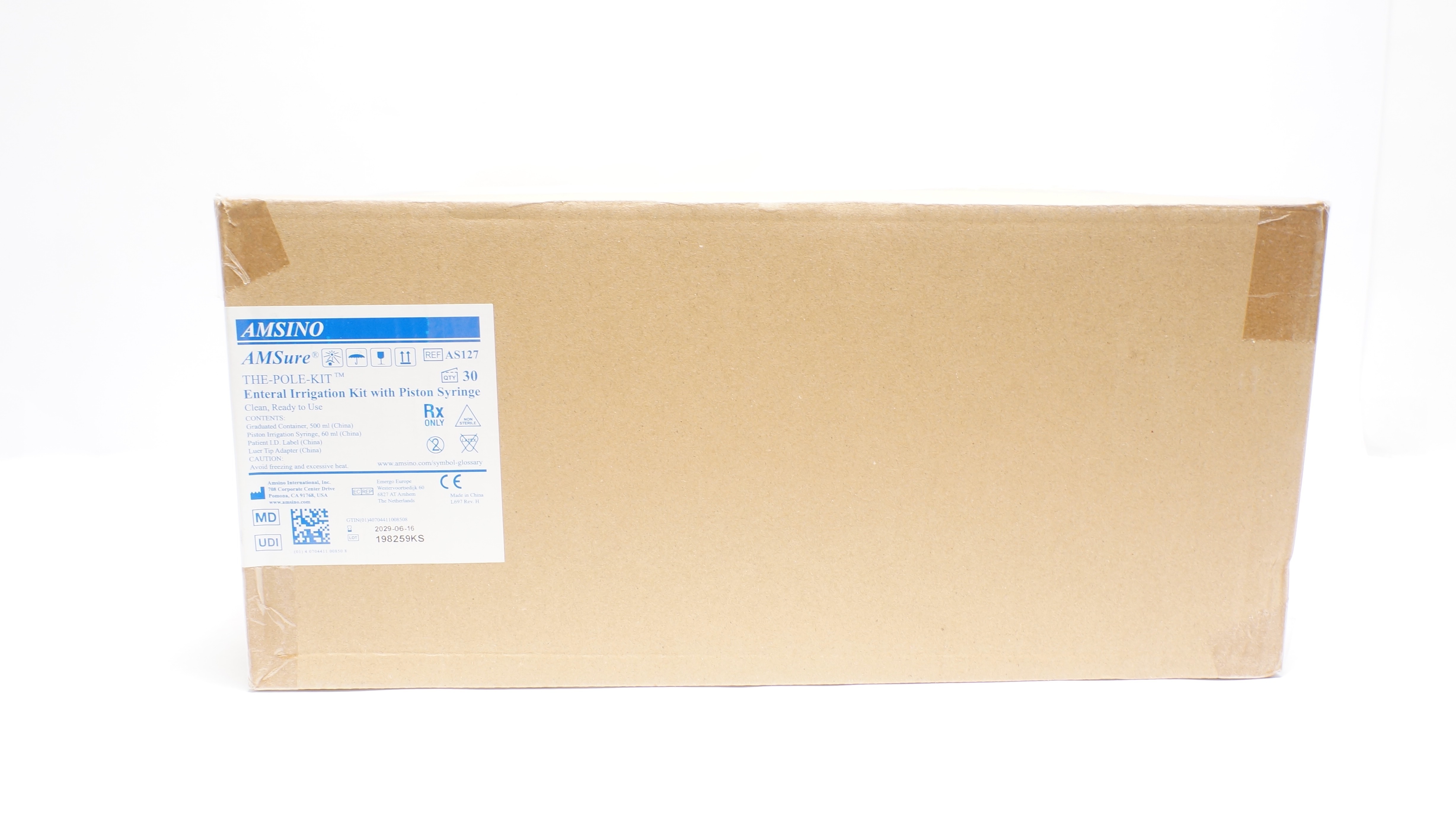 Amsino AS127 AMSure Enteral Irrigation Kit W/Piston  Syringe - Case of 30