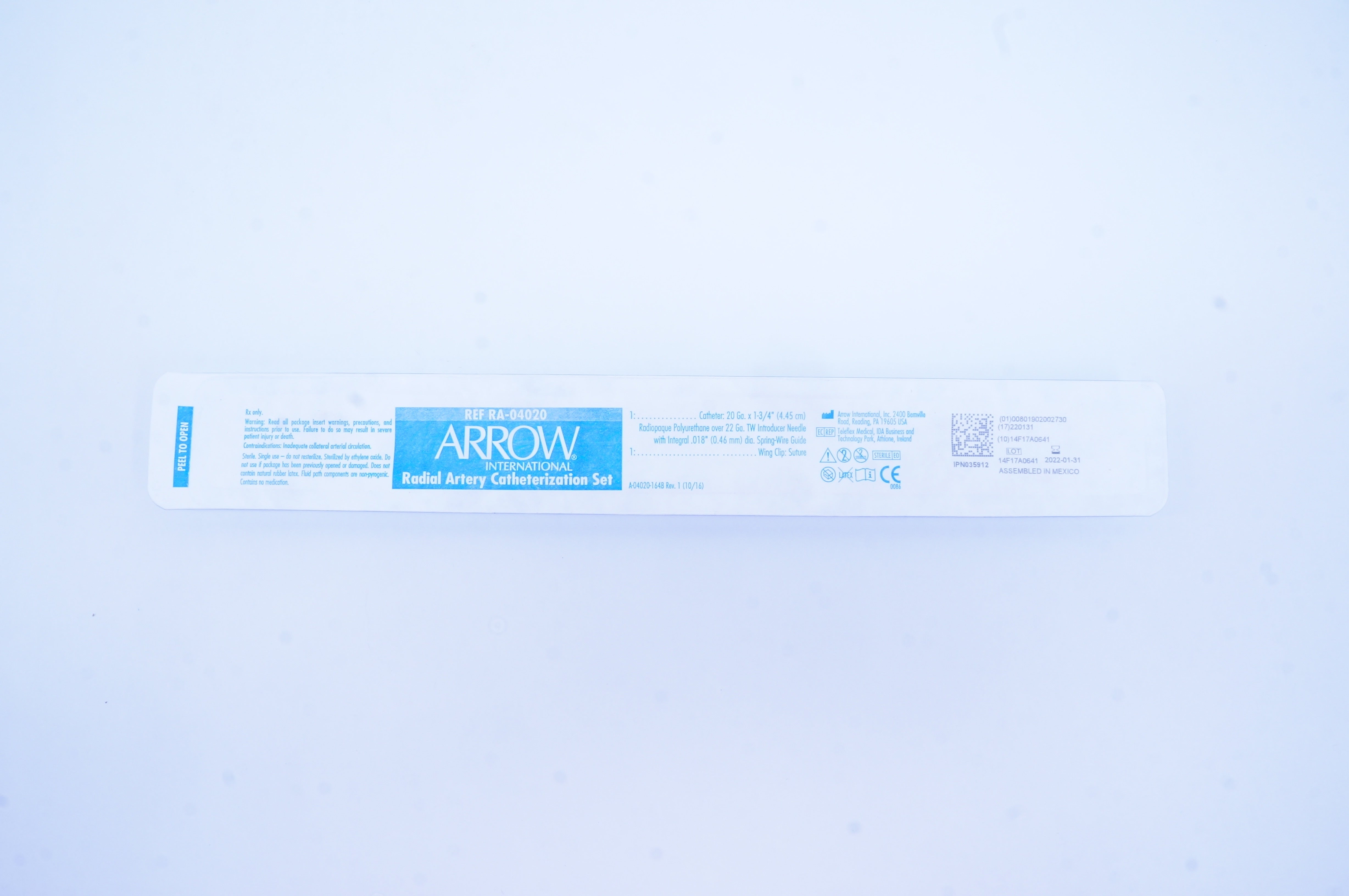 Arrow RA-04020 Radial Artery Catheterization Set 20Ga x 1-3/4inch (x)