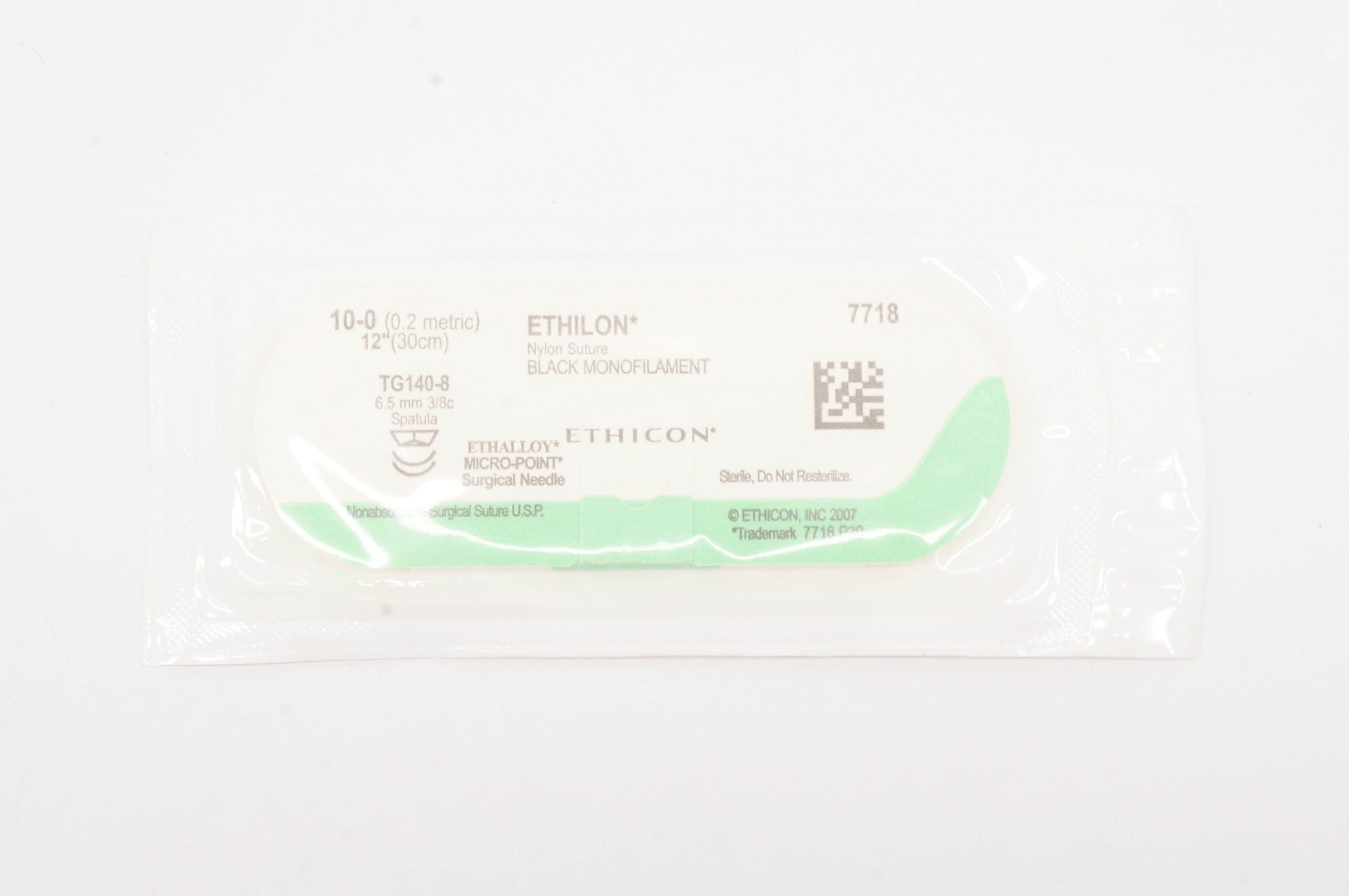 Ethicon 7718 10-0 ETHILON TG140-8 6.5mm 3/8c Spatula 12inch (x)