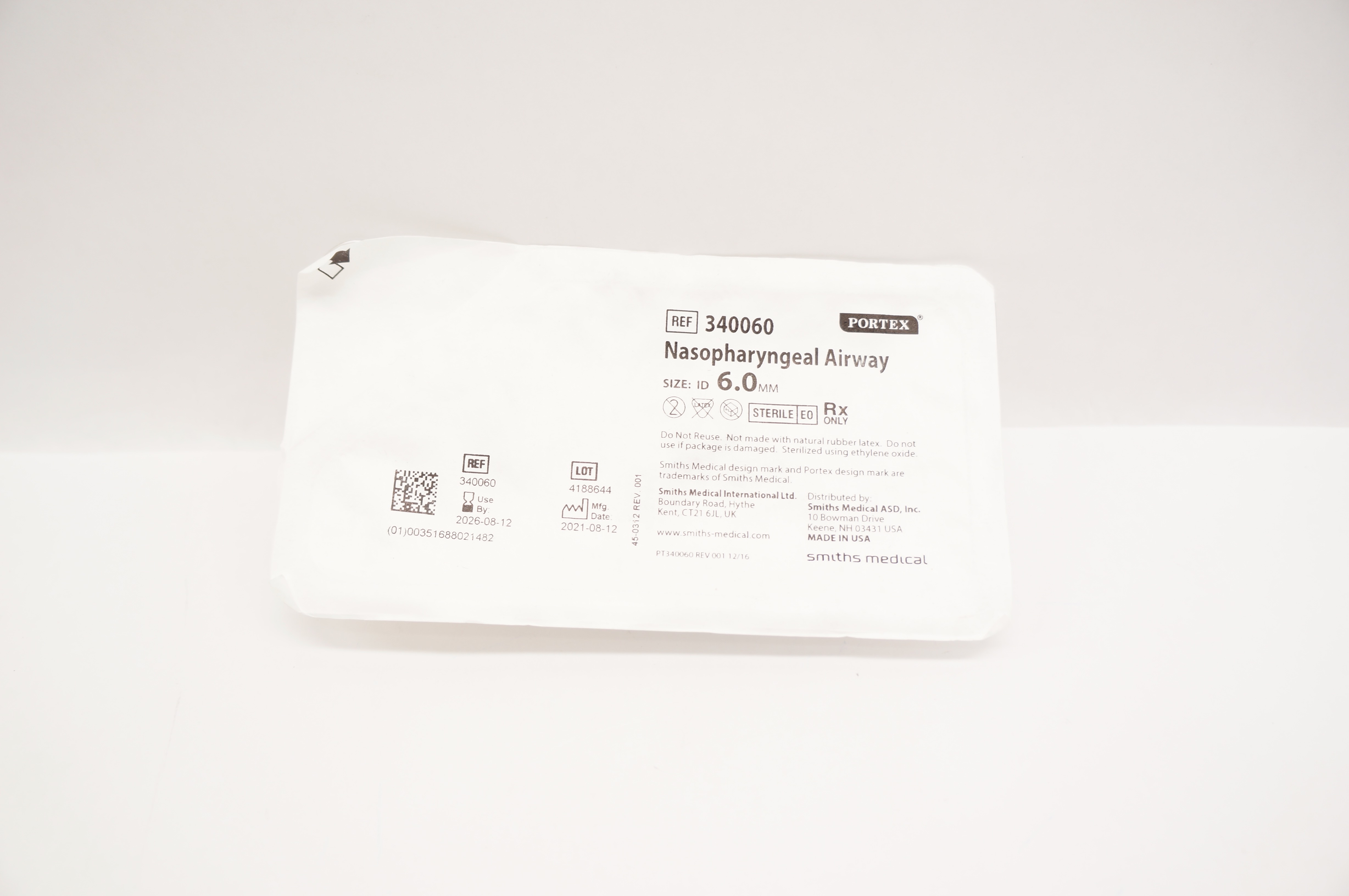 Smiths Medical 340060 Portex Nasopharyngeal Airway 6.0mm