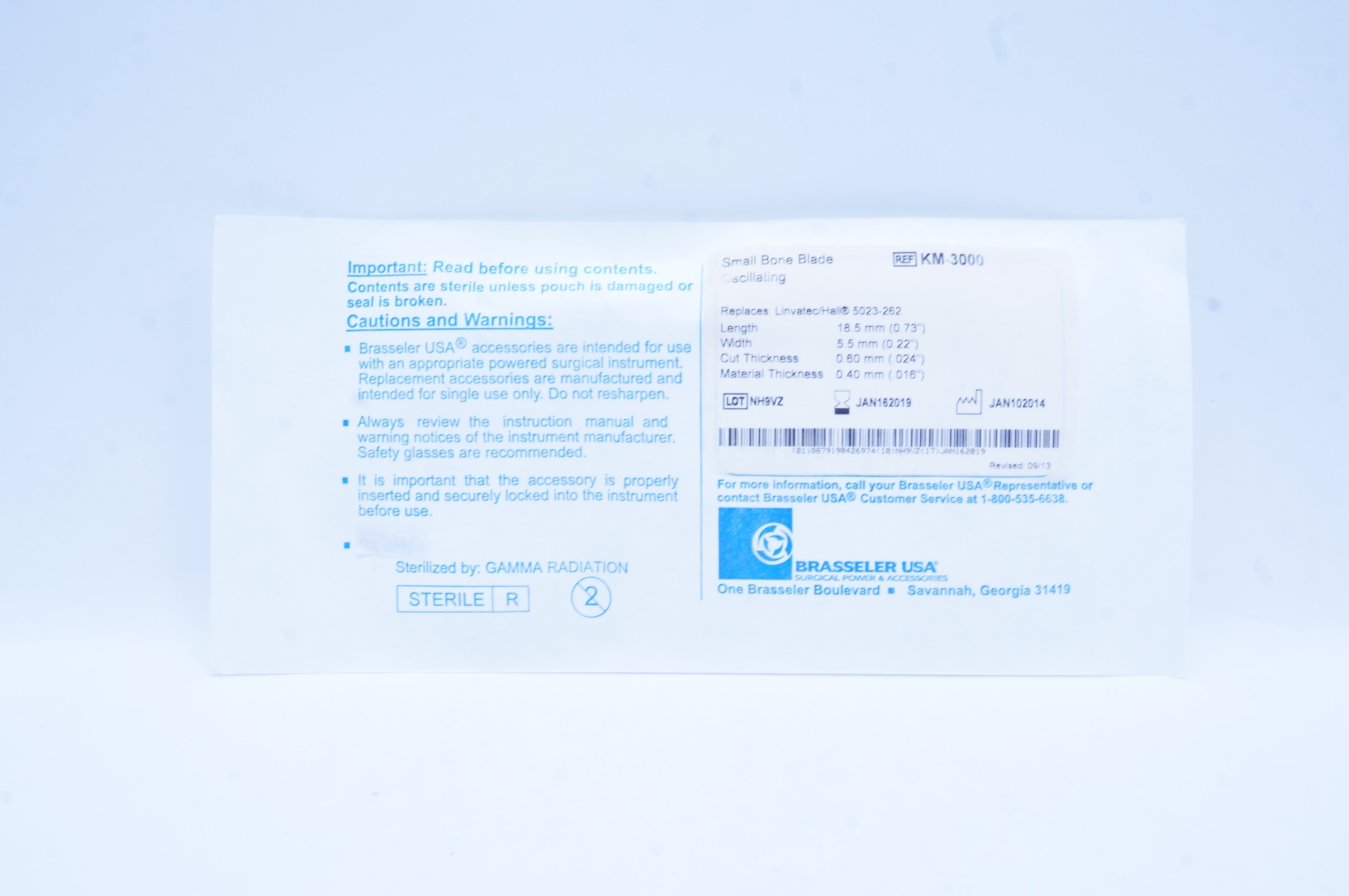 Brasseler KM-3000 Small Bone Blade Oscillating 0.73 x 0.22 inch (x)