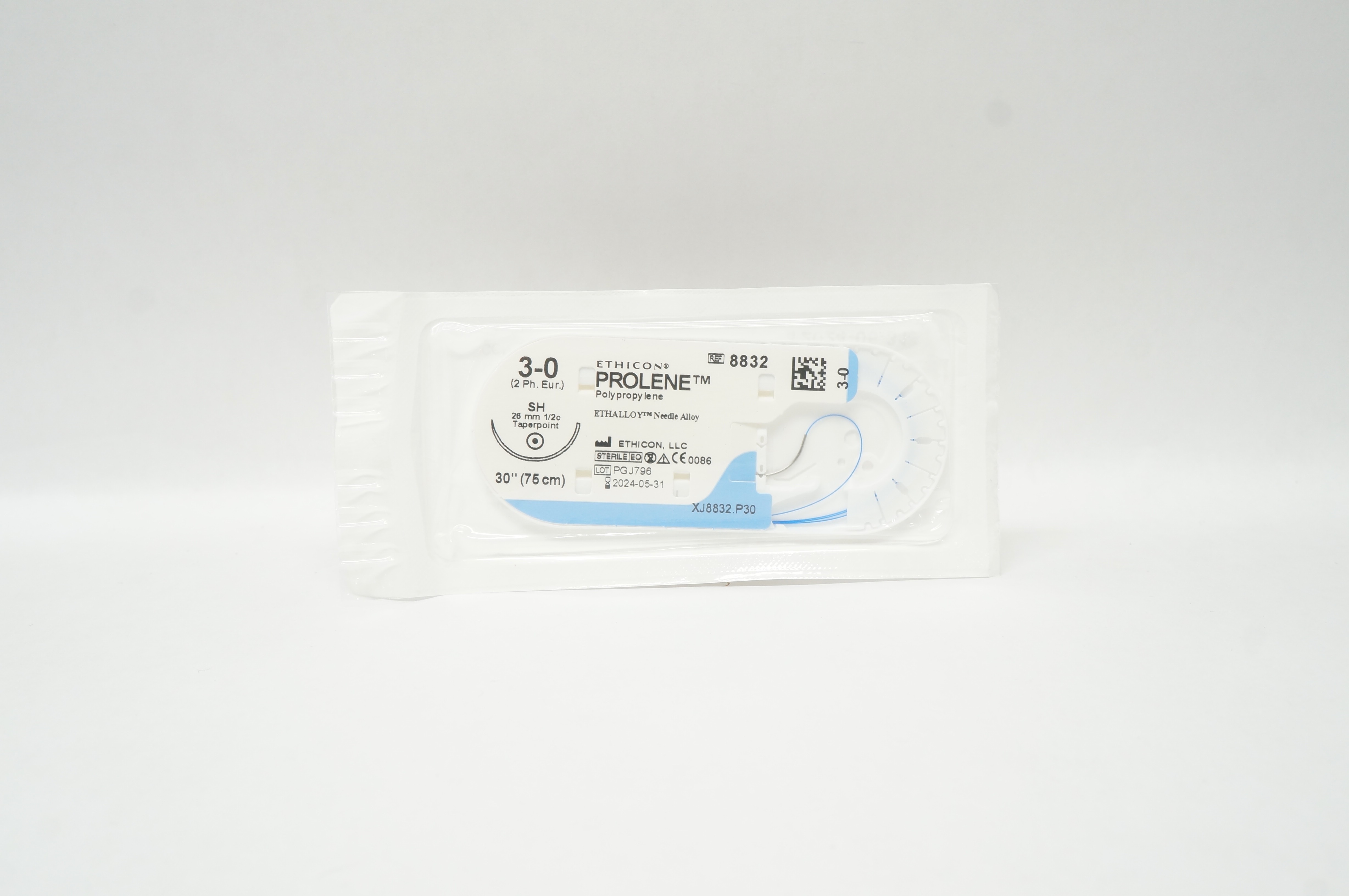 Ethicon 8832 3-0 PROLENE, SH, 26mm 1/2c Taperpoint, 30inch