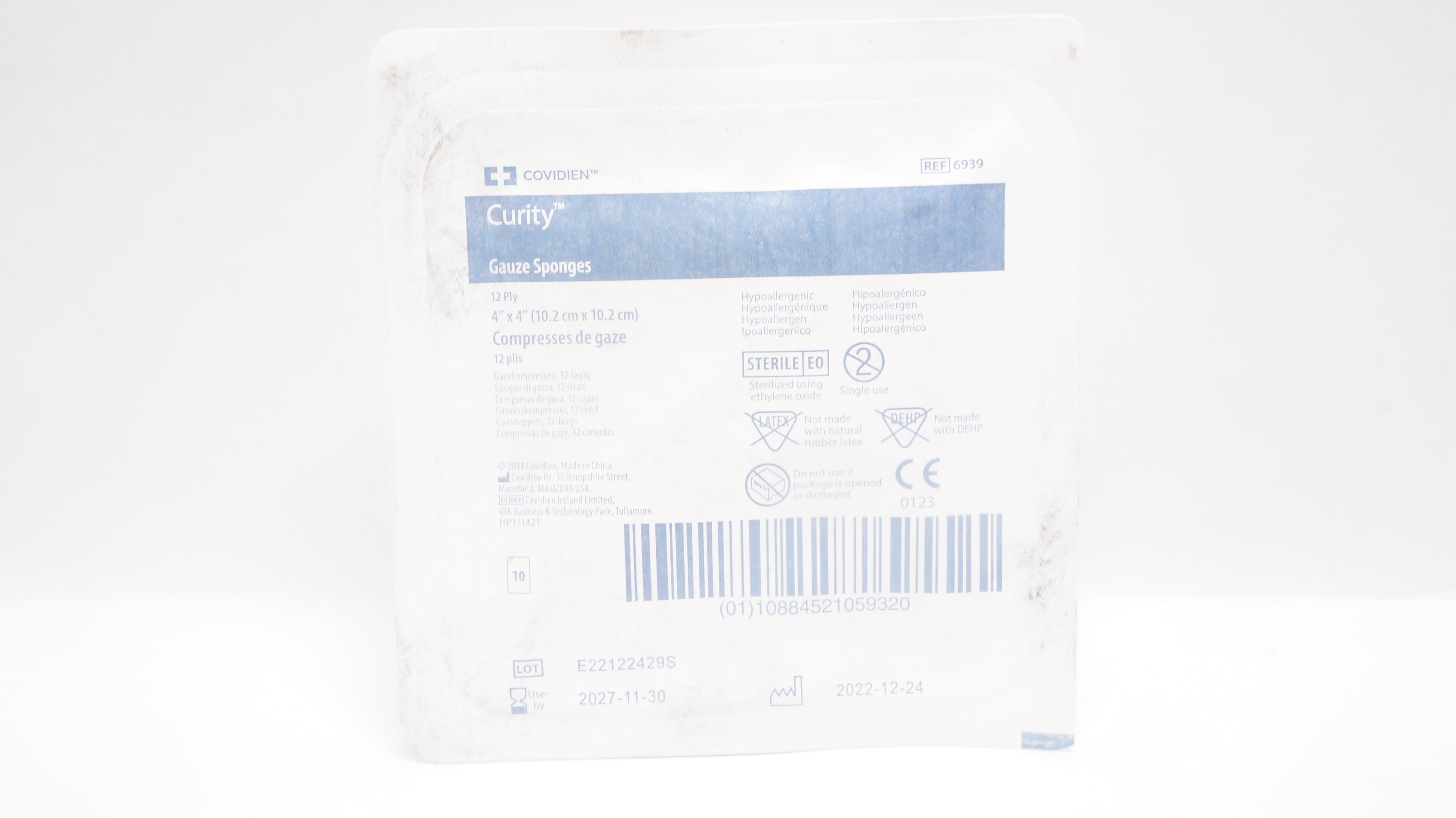 Covidien 6939 Curity Gauze Sponges 12 Ply 4inch x 4inch - Pack of 10