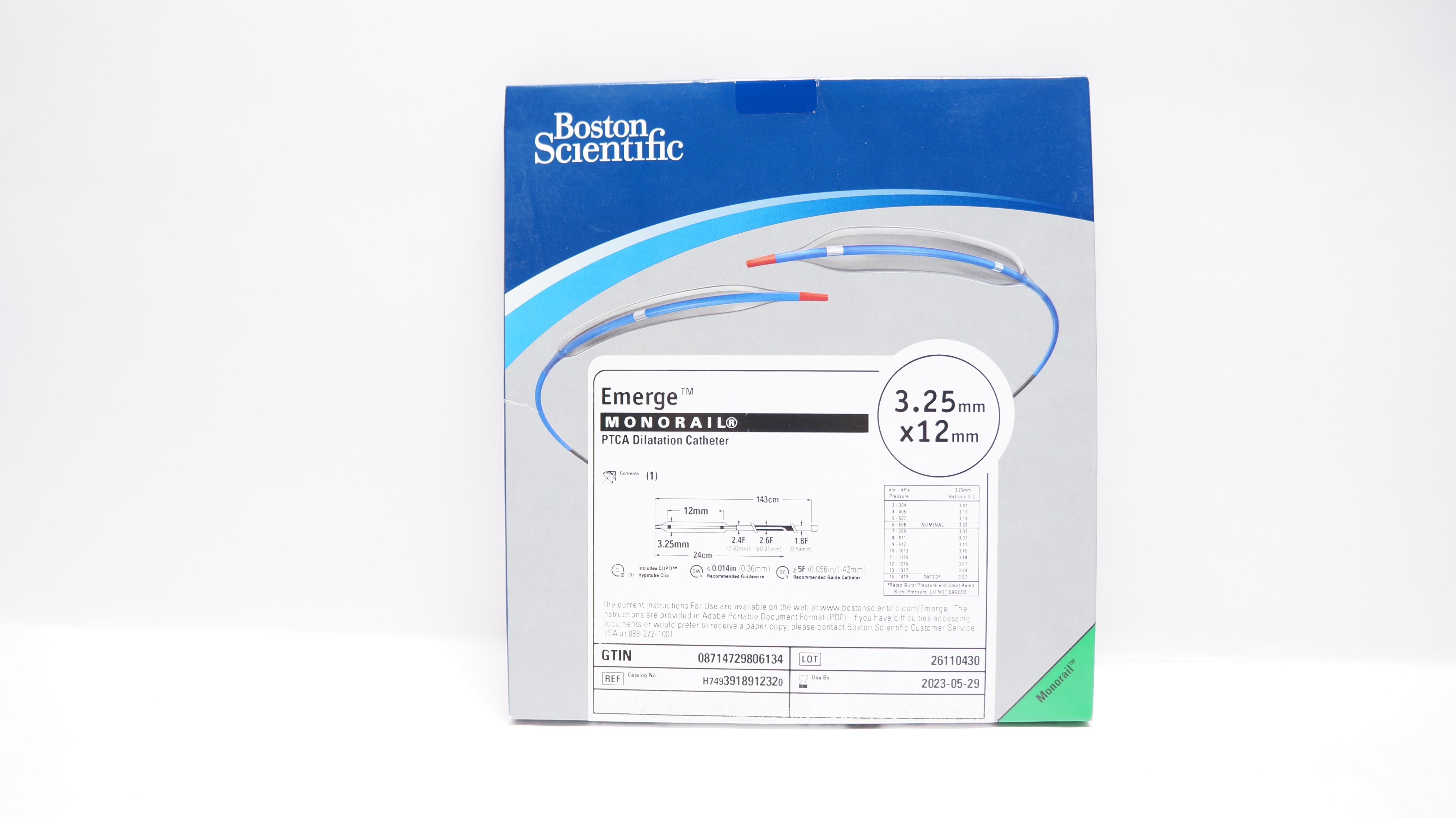 Boston Scientific H7493918912320 Emerge PTCA Dilatation Cath. 3.25mm x 12mm(x)
