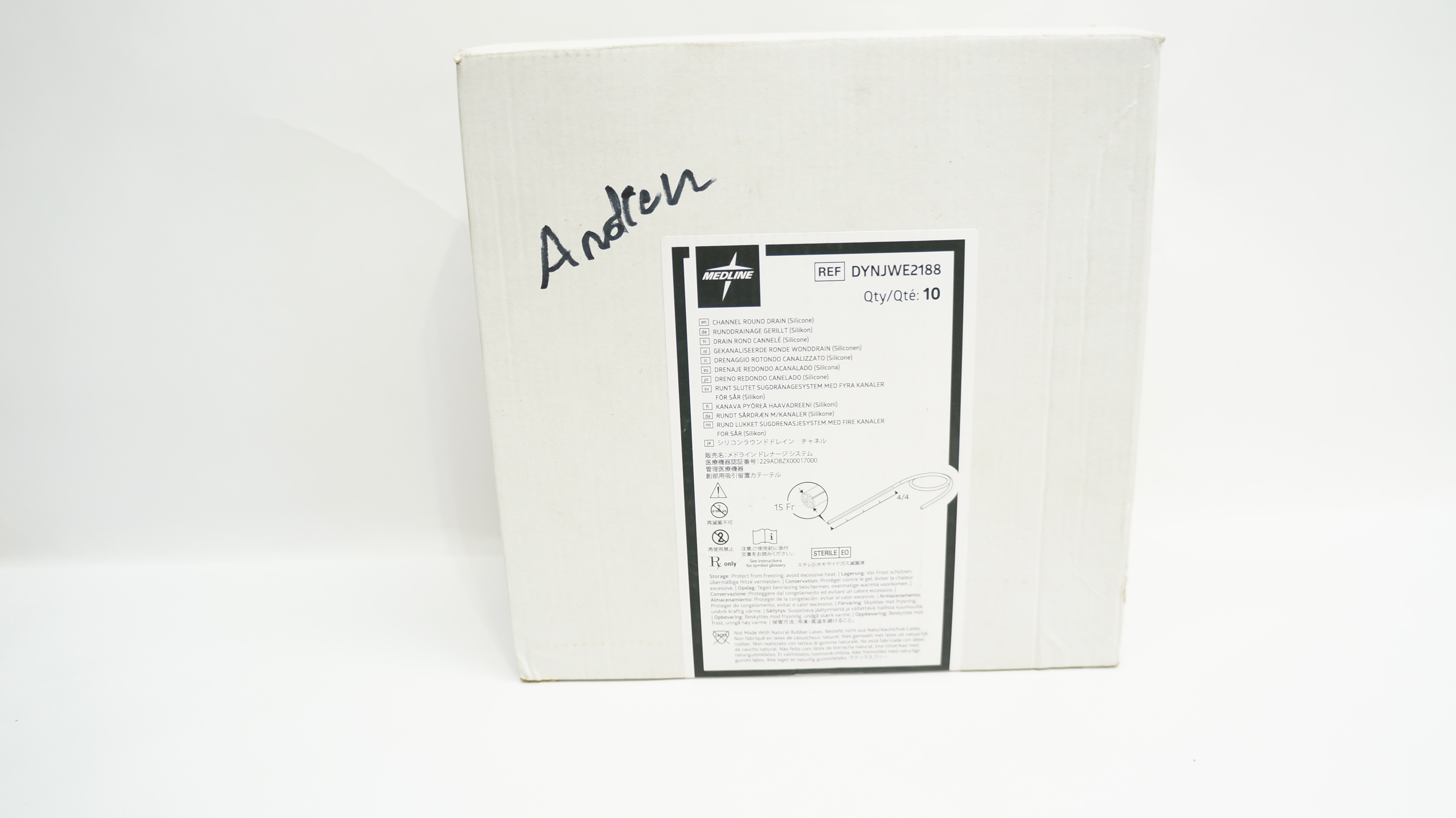 Medline DYNJWE2188 Channel Round Drain (Silicone) 15Fr - Box of 10