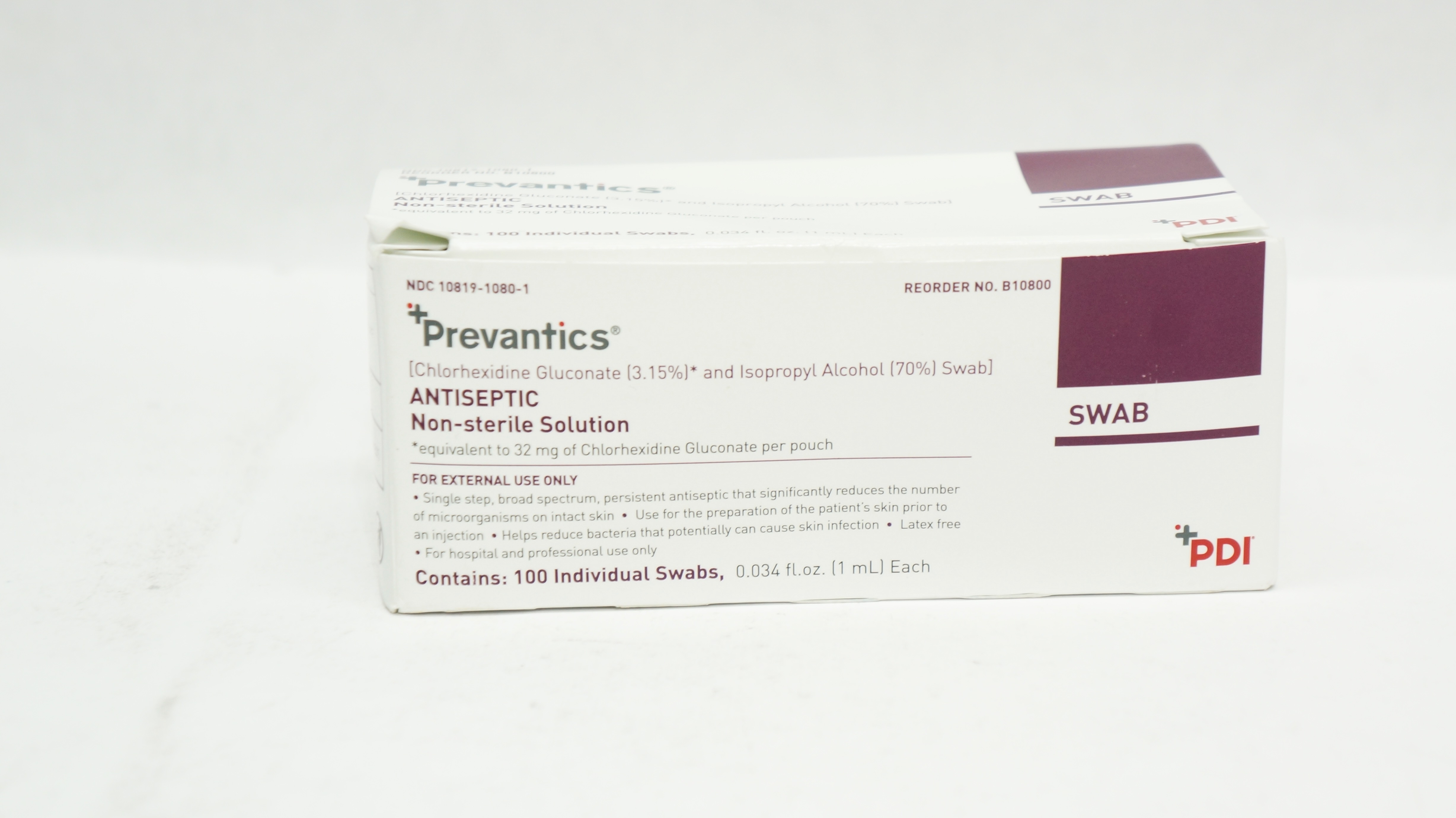 PDI B10800 Prevantics ANTISEPTIC Swabs 0.034fl.oz. (x) - Pack of 100