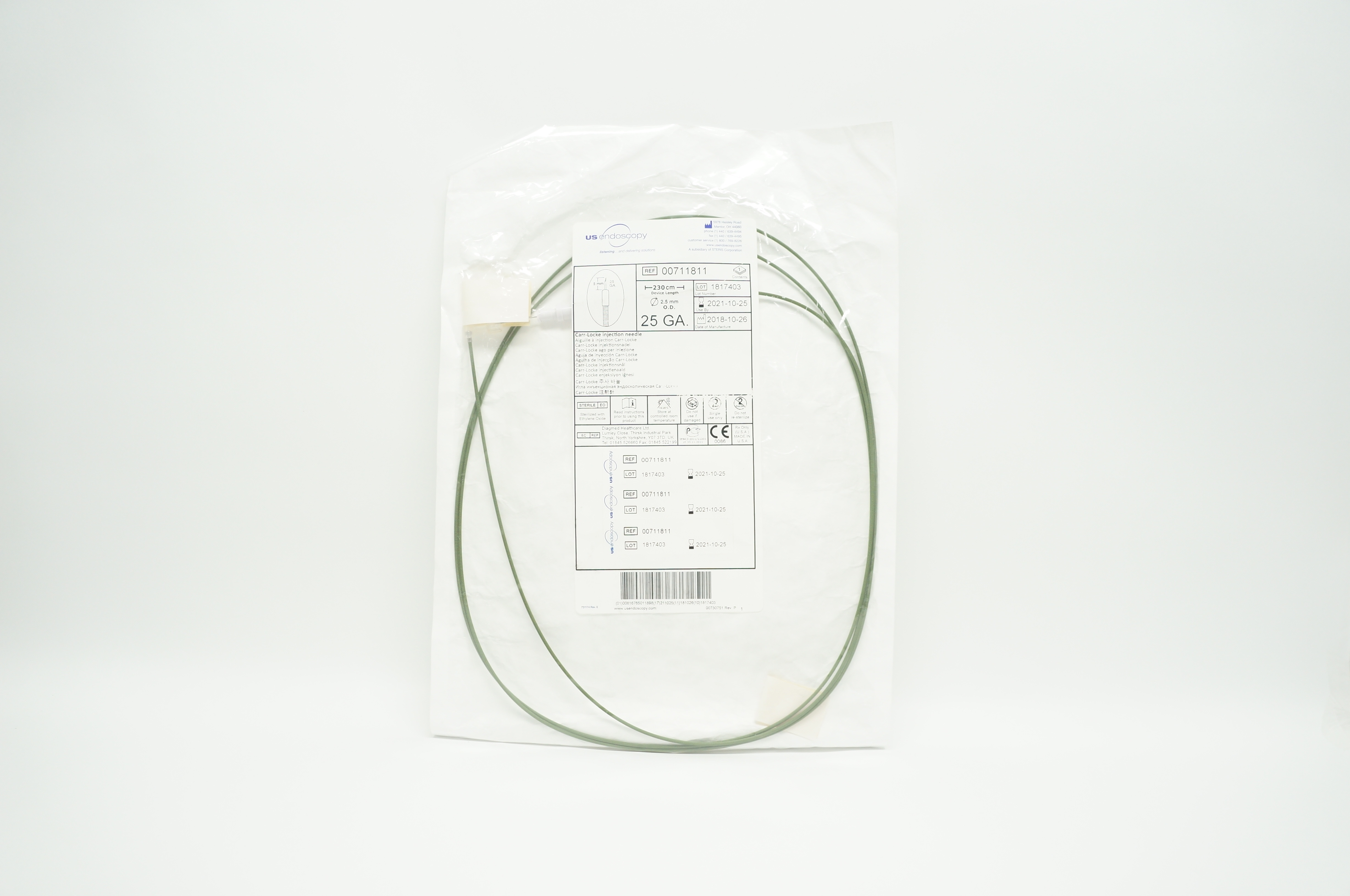 US Endoscopy 00711811 Carr-Locke Injection Needle 25GA x 230cm x 2.5mm