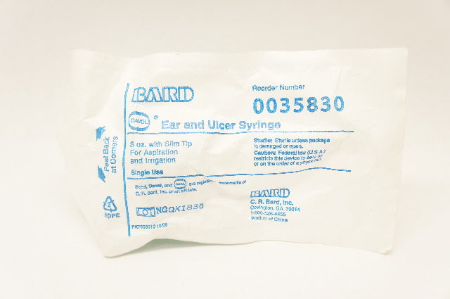 Bard 0035830 Davol Ear & Ulcer Syringe 3oz. w/Slim Tip For Aspiration&Irrigation