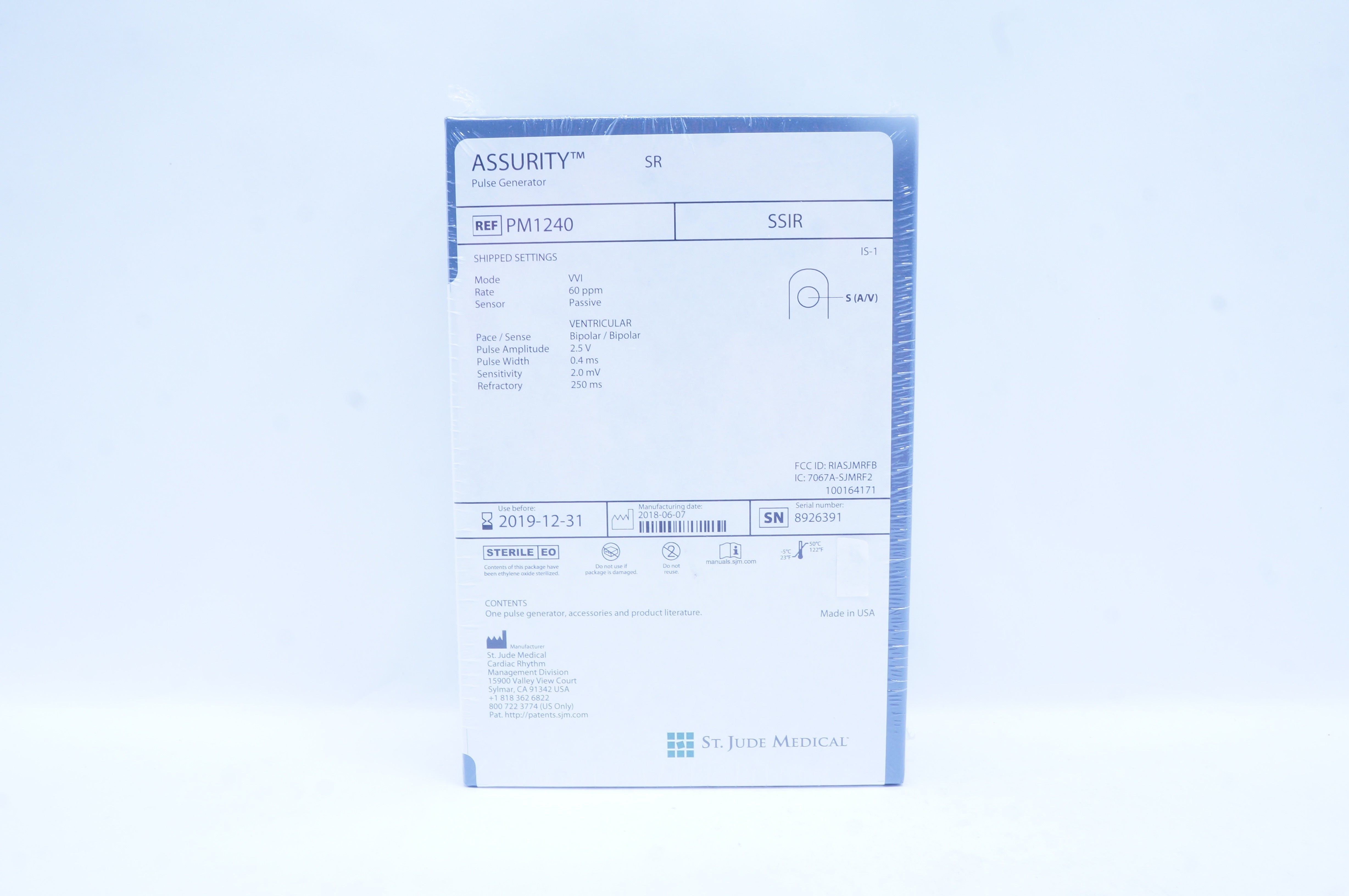 St.Jude Medical PM1240 Assurity Pulse Generator SSIR (x)