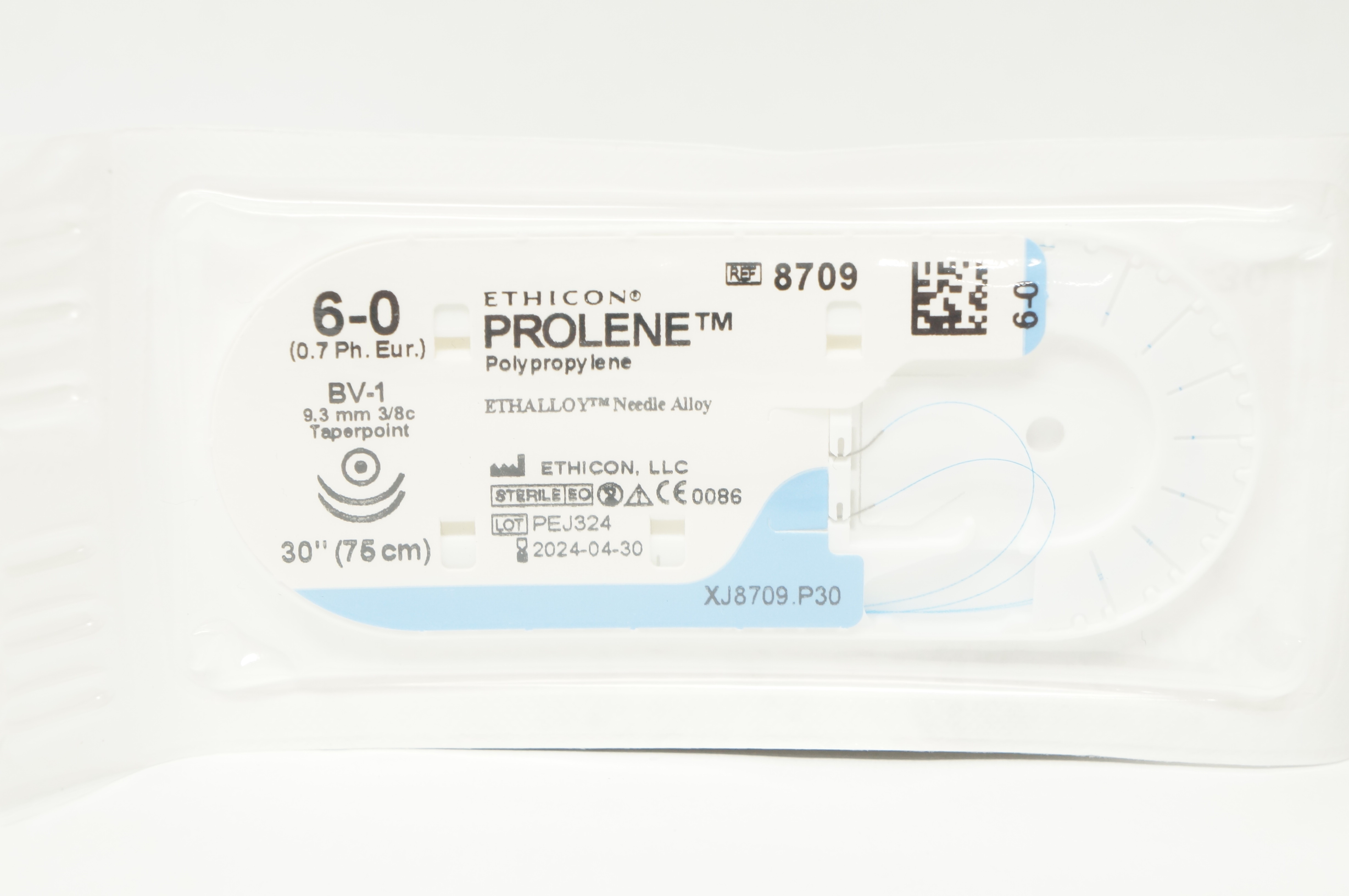 Ethicon 8709 6-0 Prolene BV-1 9.3mm 3/8c Taperpoint, 30inch